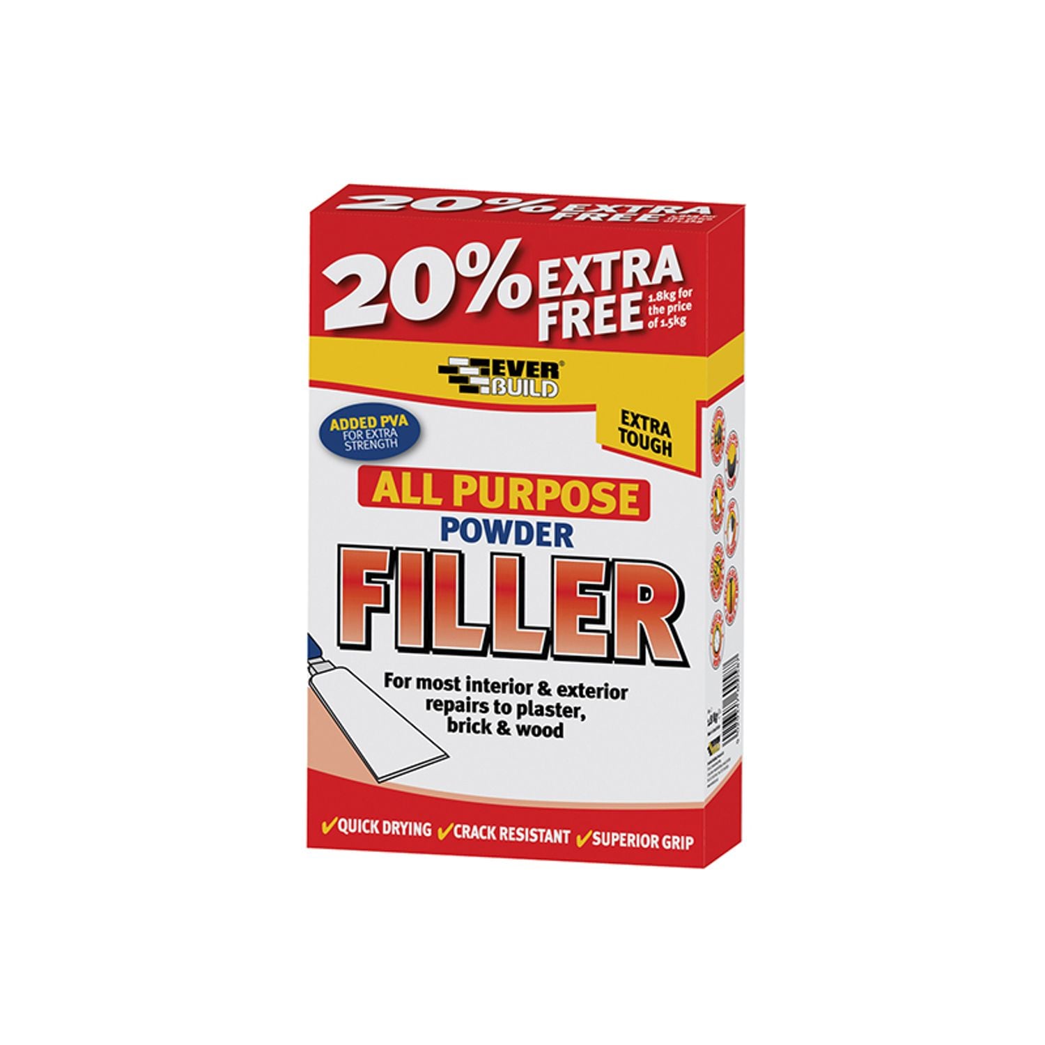 Everbuild All Purpose Powder Filler 1.5kg + 20% Free EVBFILL15