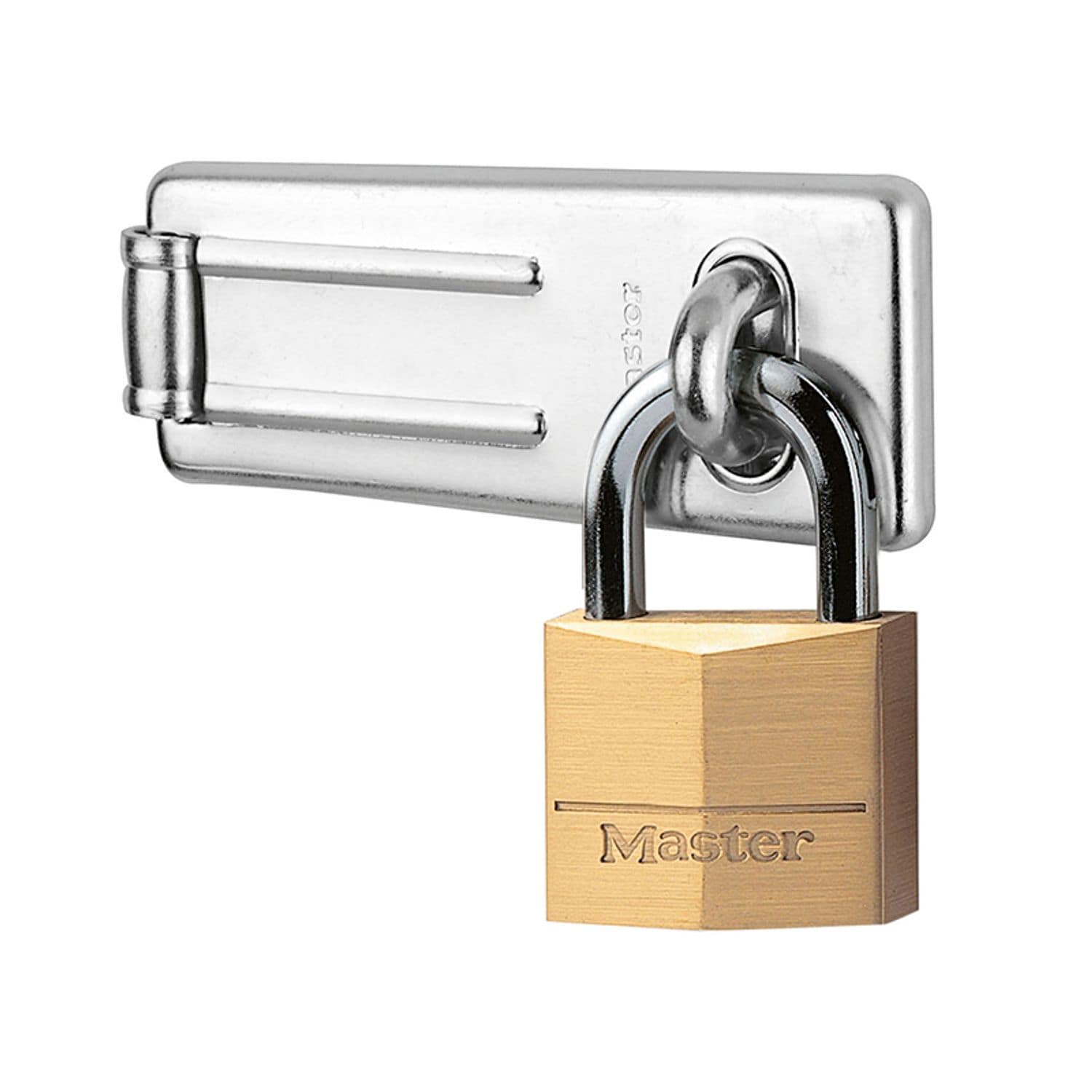 Master Lock Hasp 89mm + Solid Brass Padlock 40mm MLK140703