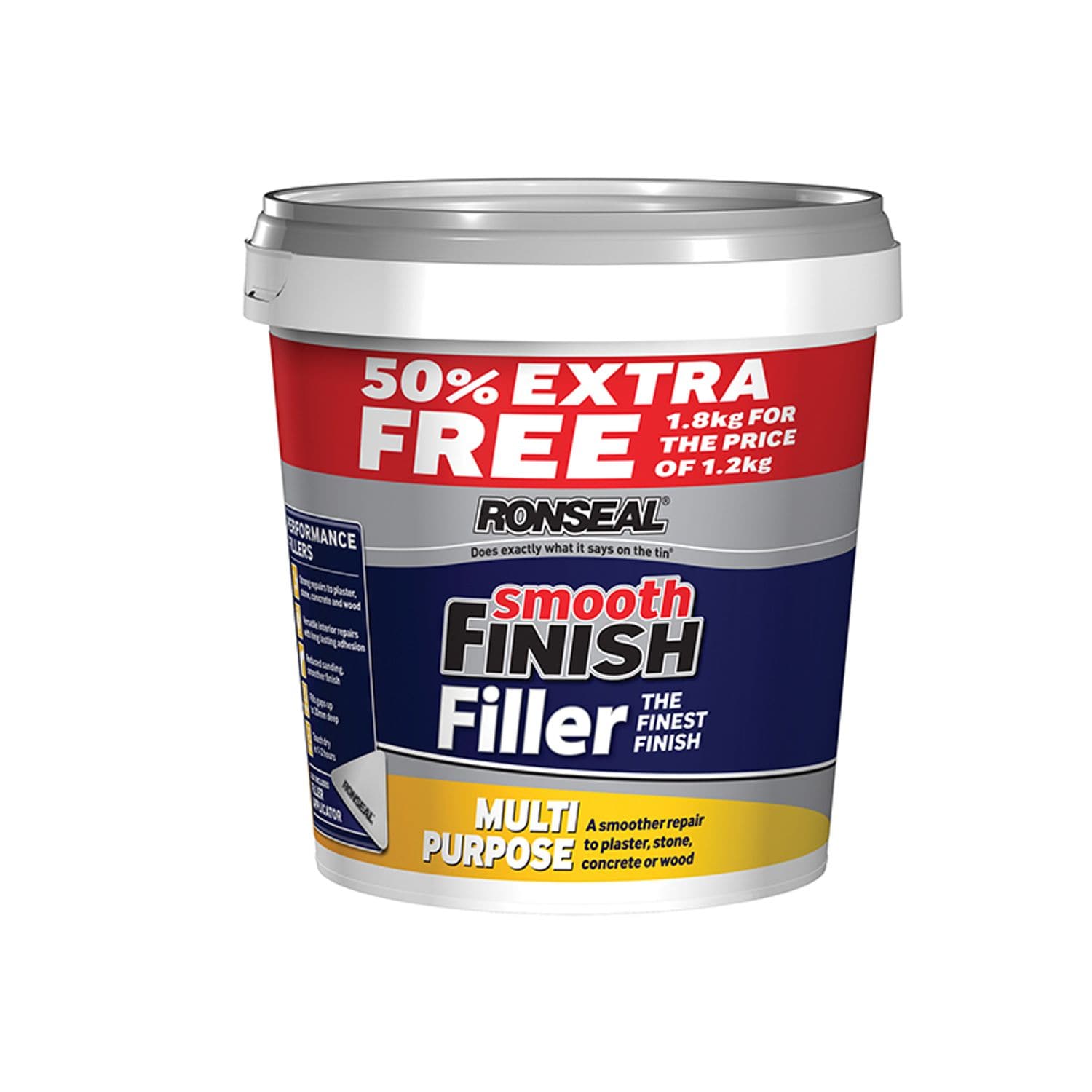 Ronseal Smooth Finish Multi-Purpose Wall Filler Ready Mixed 1.2kg +50%