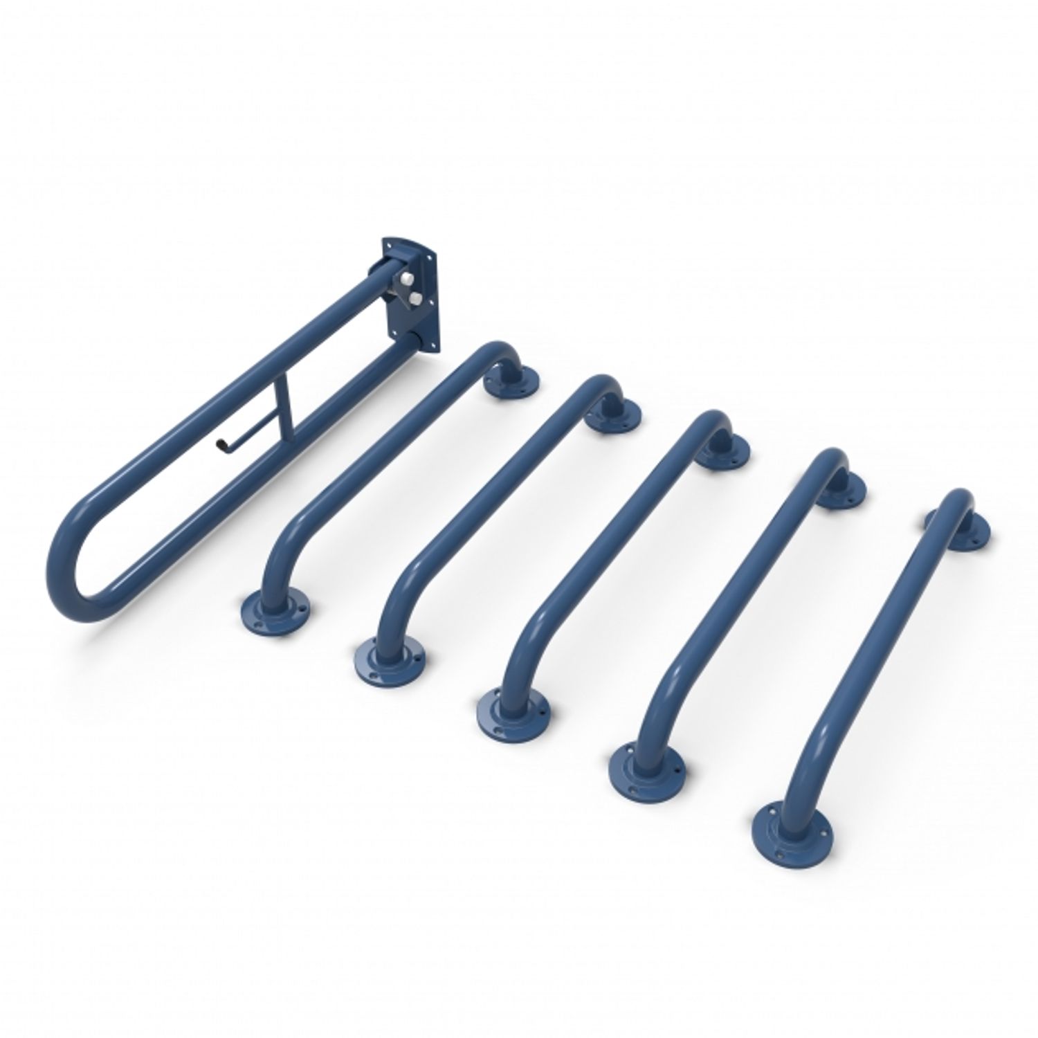 NYMAS Rail Only Doc M Toilet Pack, Steel, Exposed Fixings, Dark Blue