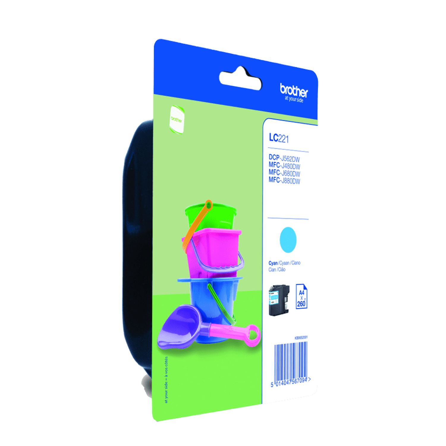 Brother Lc221c - Cyan - Original - Blister - Ink Cartridge - For Dcp-J562dw, Mfc