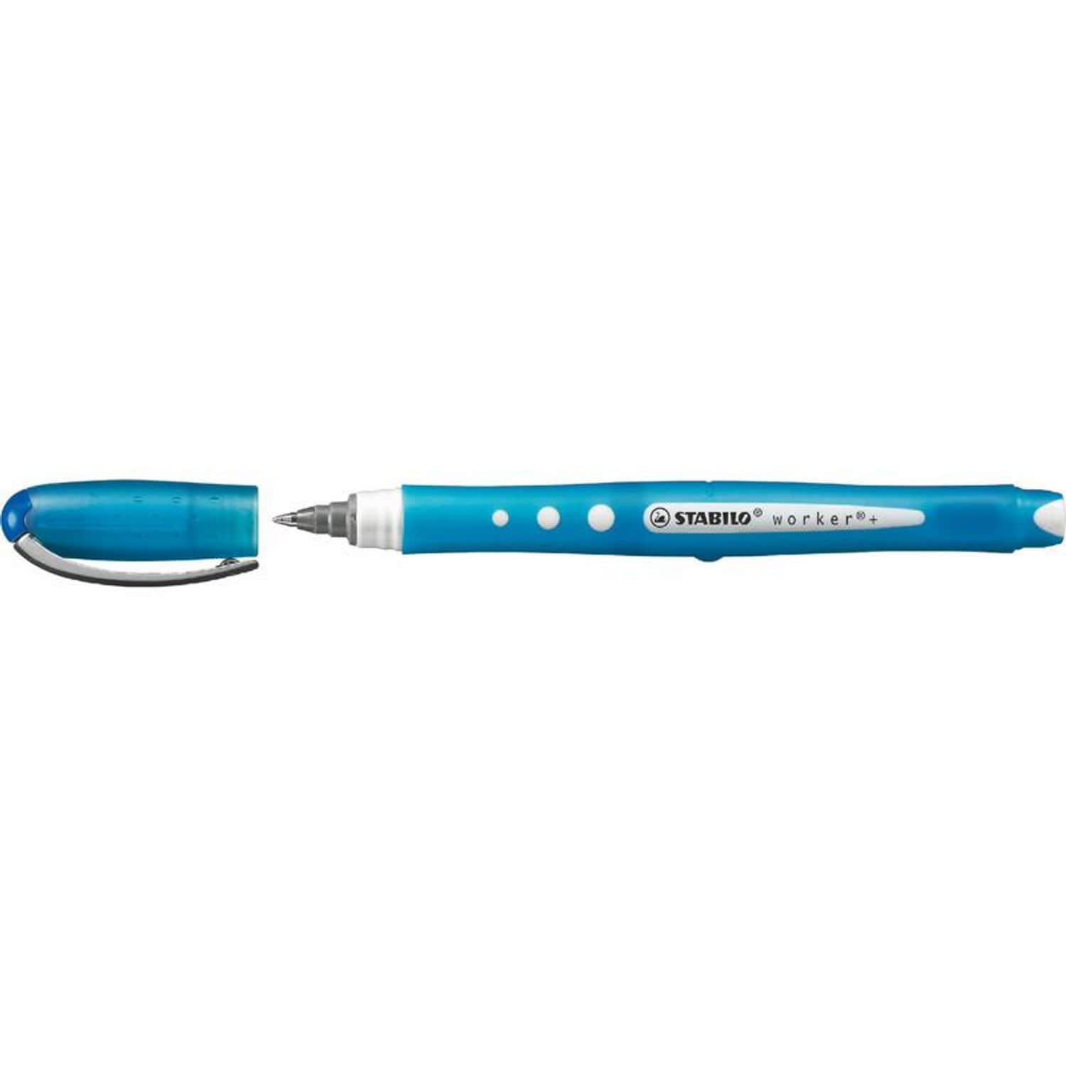 Stabilo STABILO worker+ Colorful Rollerball Pen 0.5mm Line Blue (Pack 10)