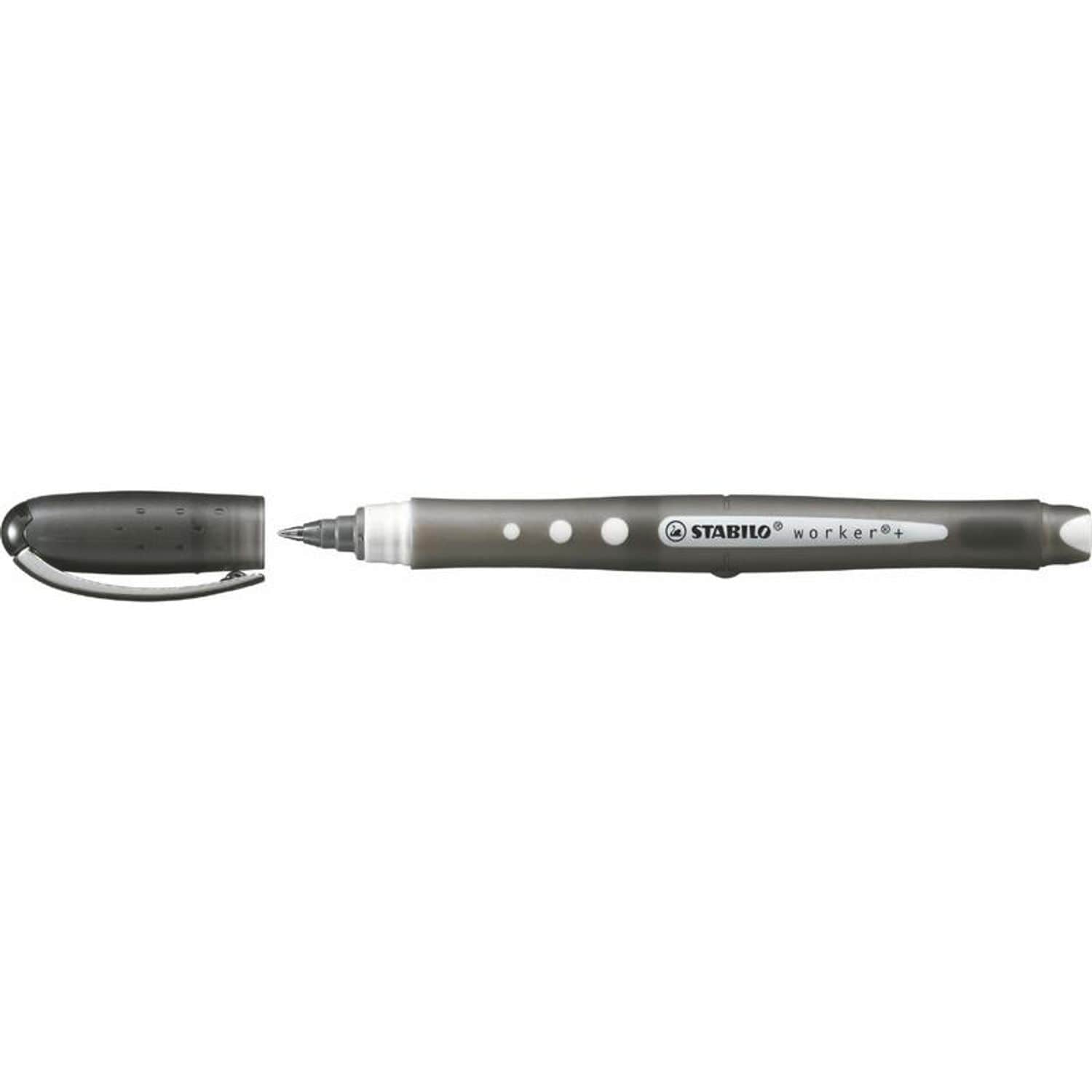 Stabilo STABILO worker+ Colorful Rollerball Pen 0.5mm Line Black (Pack 10)