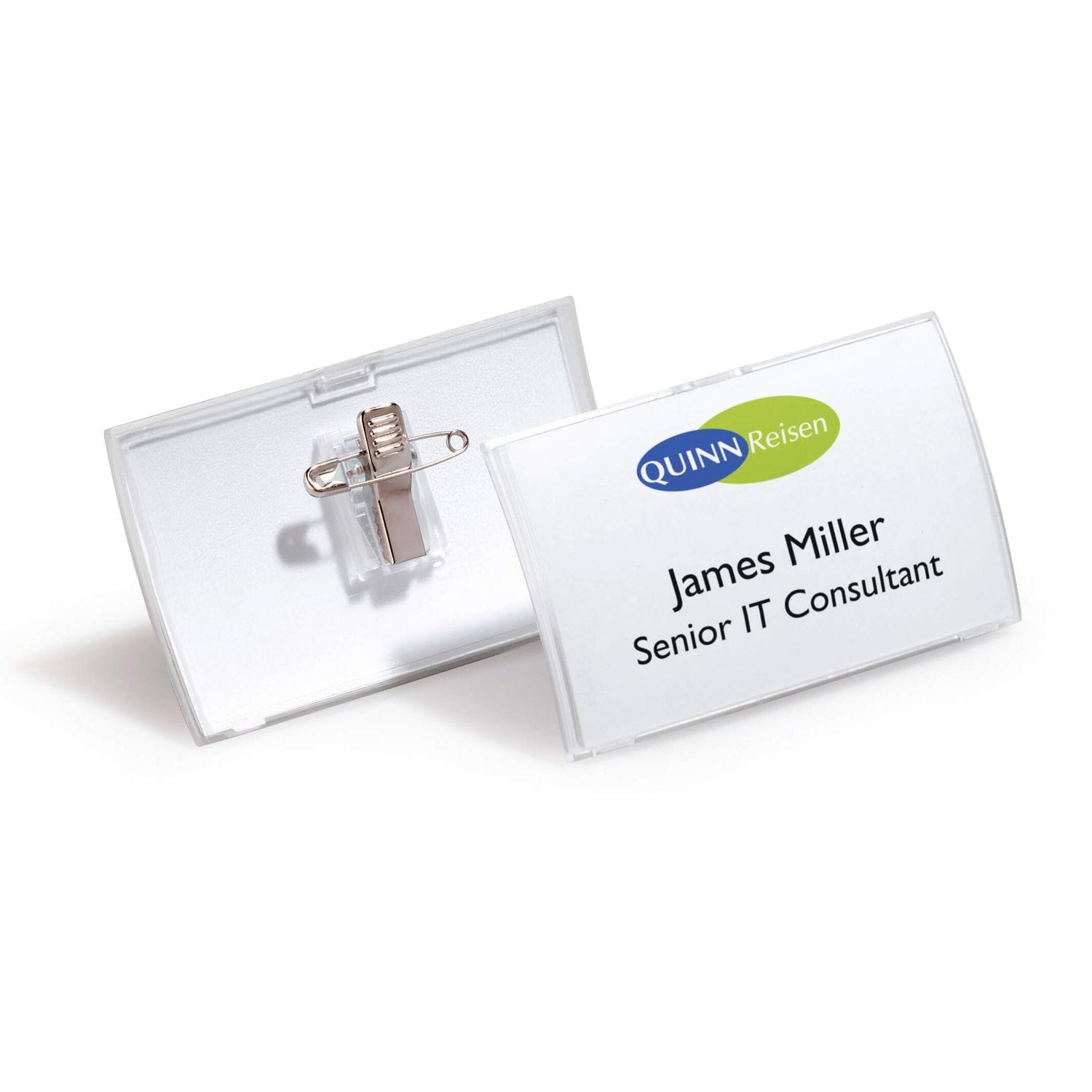 Durable Click Fold Name Badge with Combi Clip 54x90mm Transparent, Pack of 25