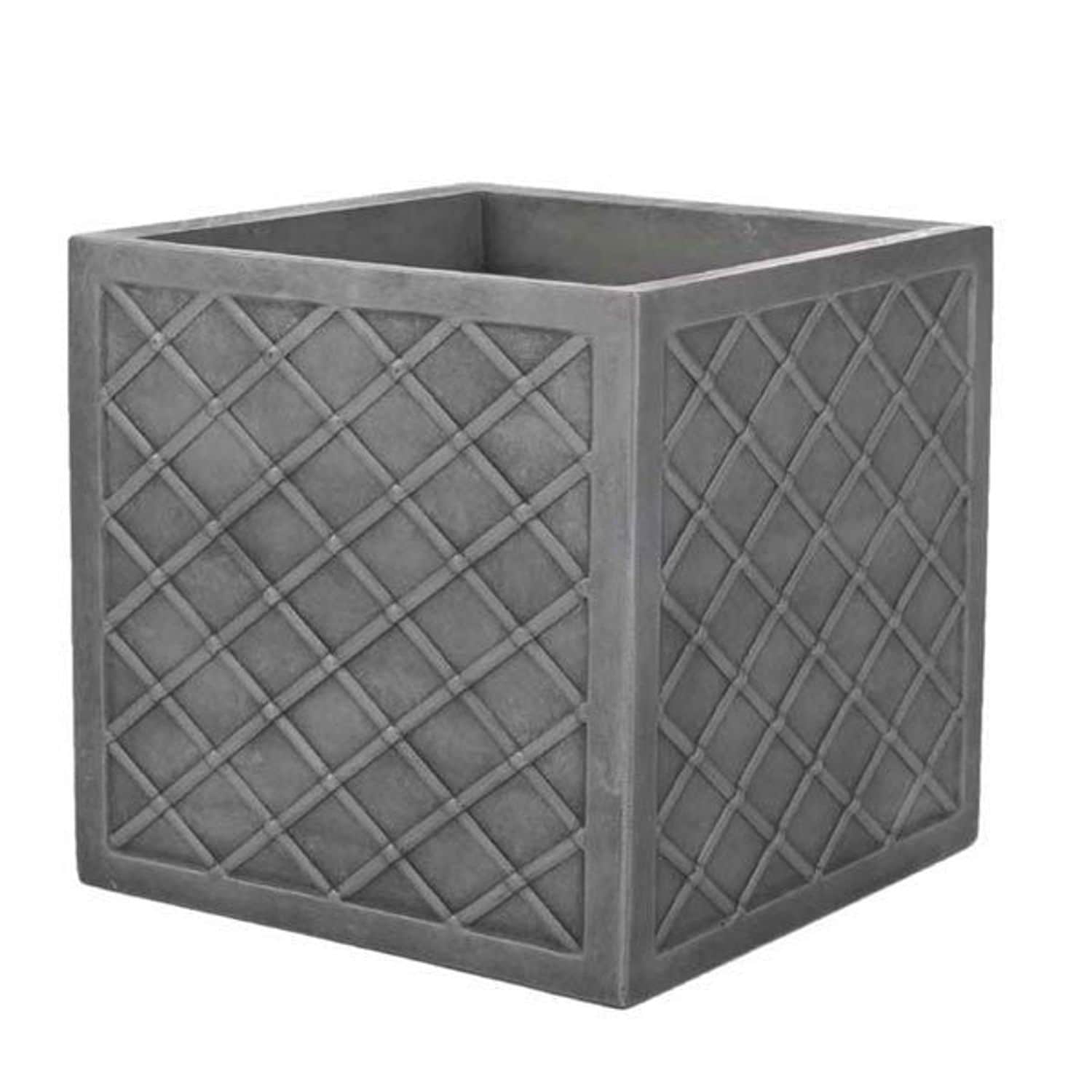 Strata Lazio Pewter Small 32cm Square Planter {GN697}