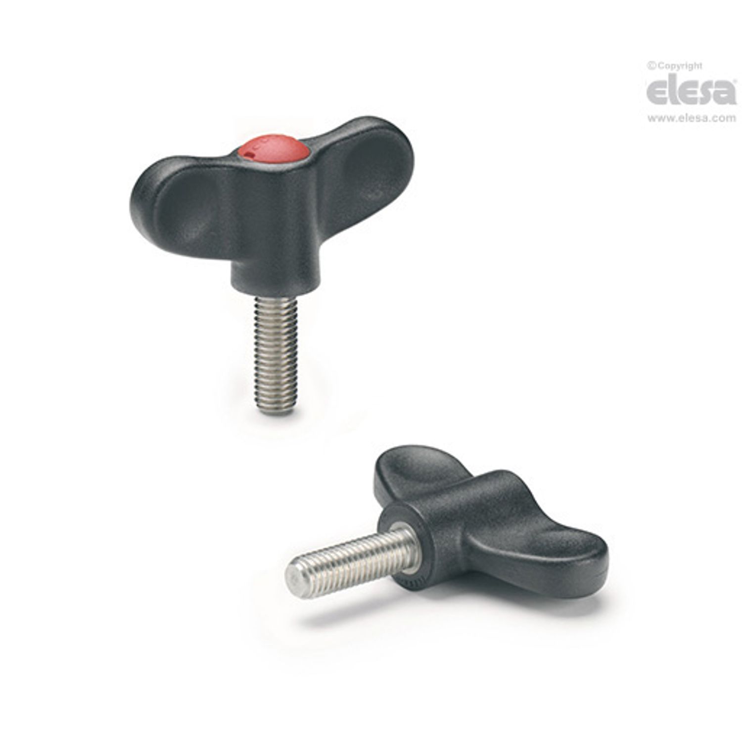 ELESA EWN Wing nuts Technopolymer Stainless steel threaded stud EWN.48 SST-p-M8x