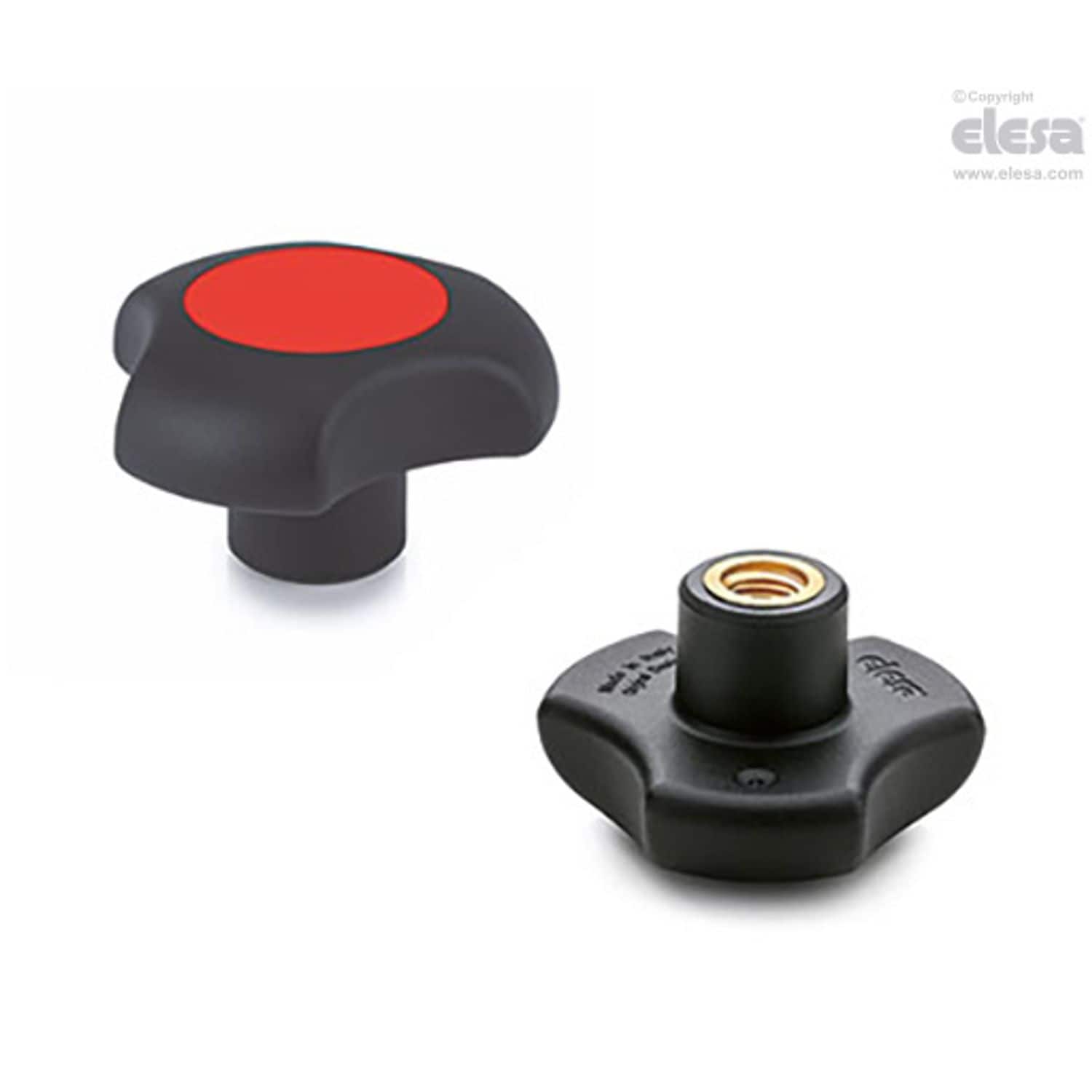 ELESA Lobe knob-VTT.40-C-B-M6-C6 Red