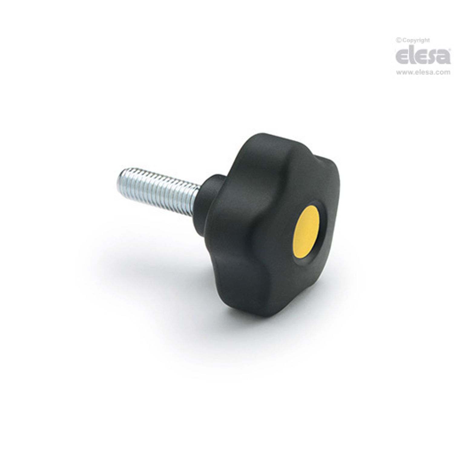 ELESA VCTSOFT Lobe knobs Soft-touch technopolymer Zinc-plated steel threaded stu - Picture 1 of 2