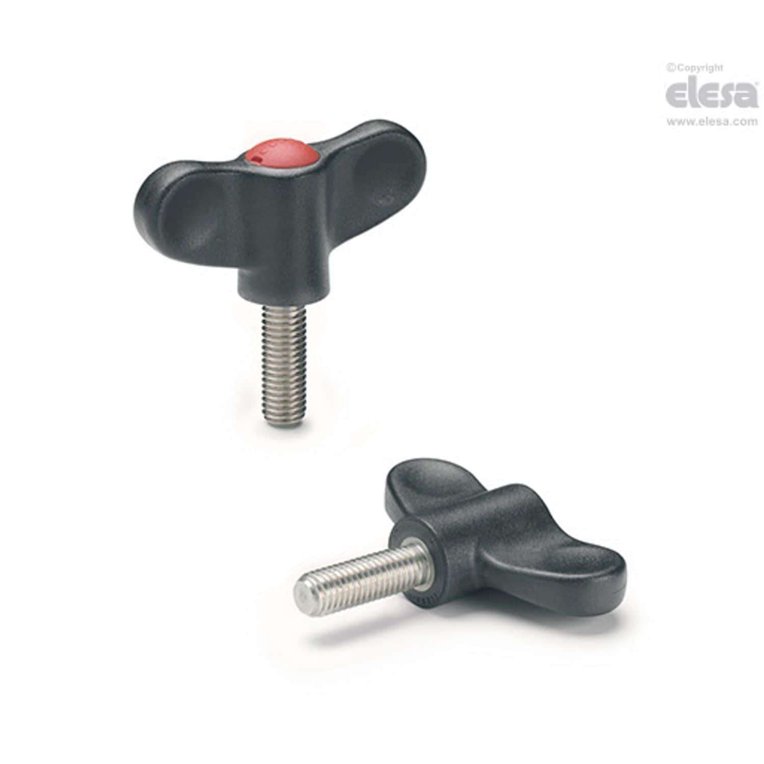 ELESA EWN Wing nuts Technopolymer Stainless steel threaded stud EWN.70 SST-p-M10