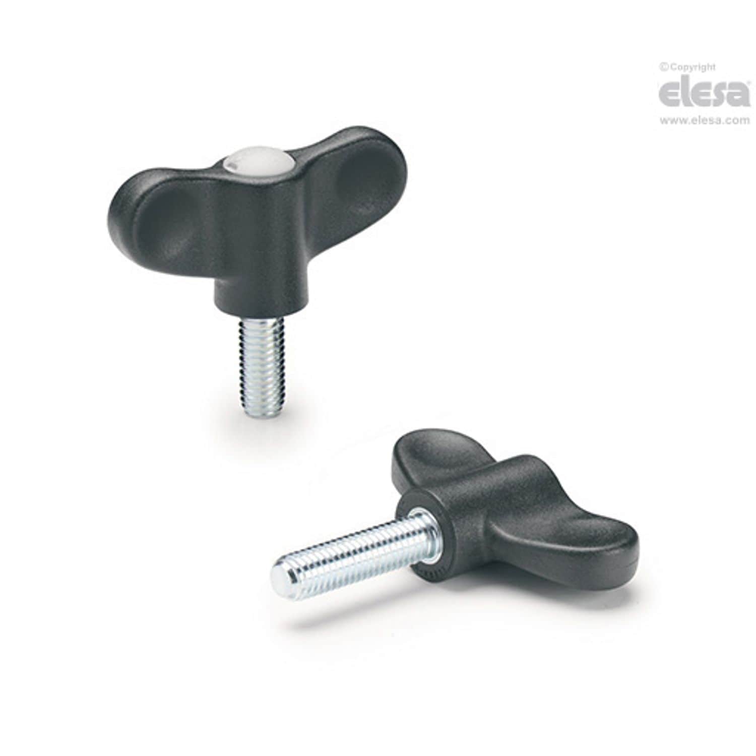 ELESA EWN Wing nuts Technopolymer Zinc-plated steel threaded stud EWN.48 p-M8x25