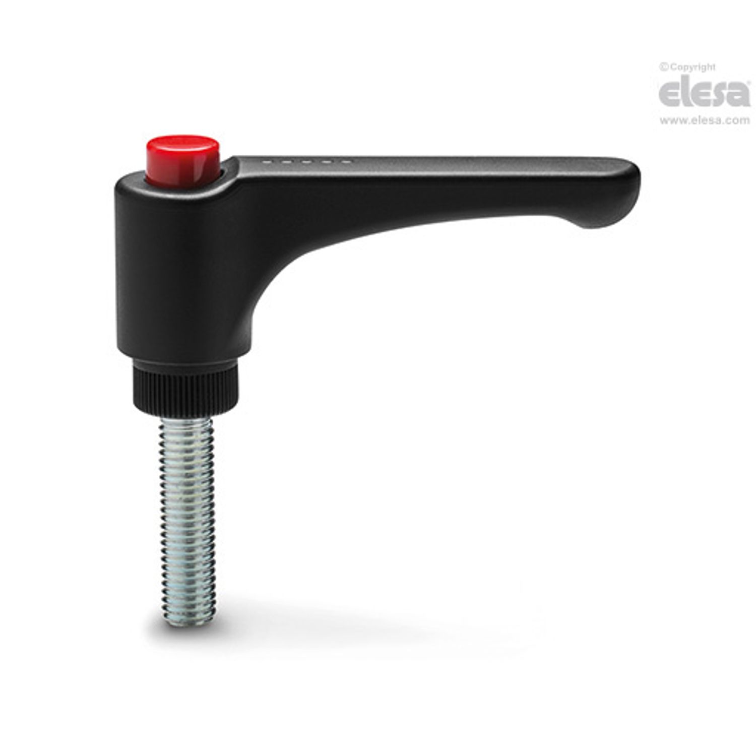 ELESA ERW Adjustable handles Flat lever technopolymer Zinc-plated steel threaded