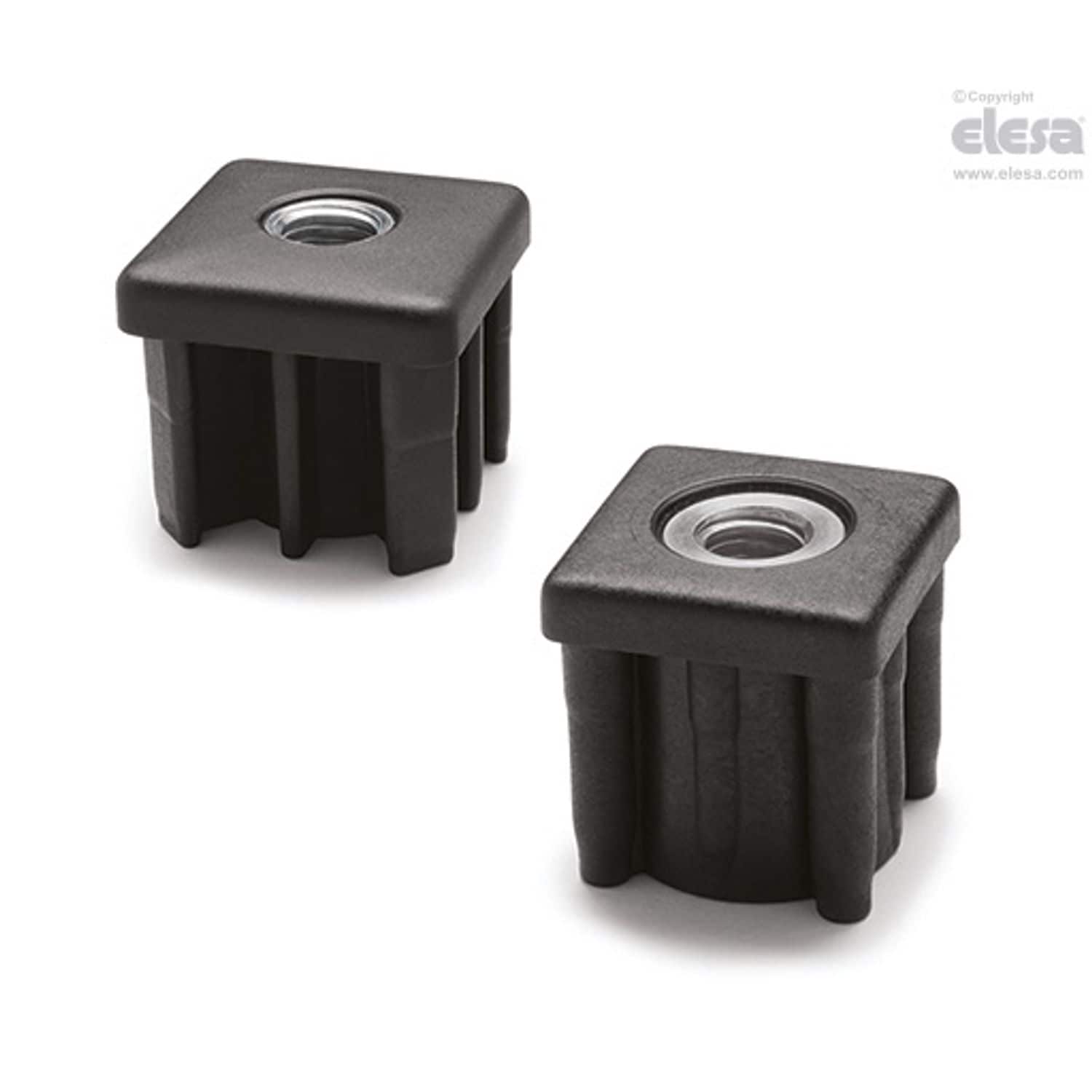 ELESA NDXQ Square end-caps for tubes NDX.Q-50x2-M16