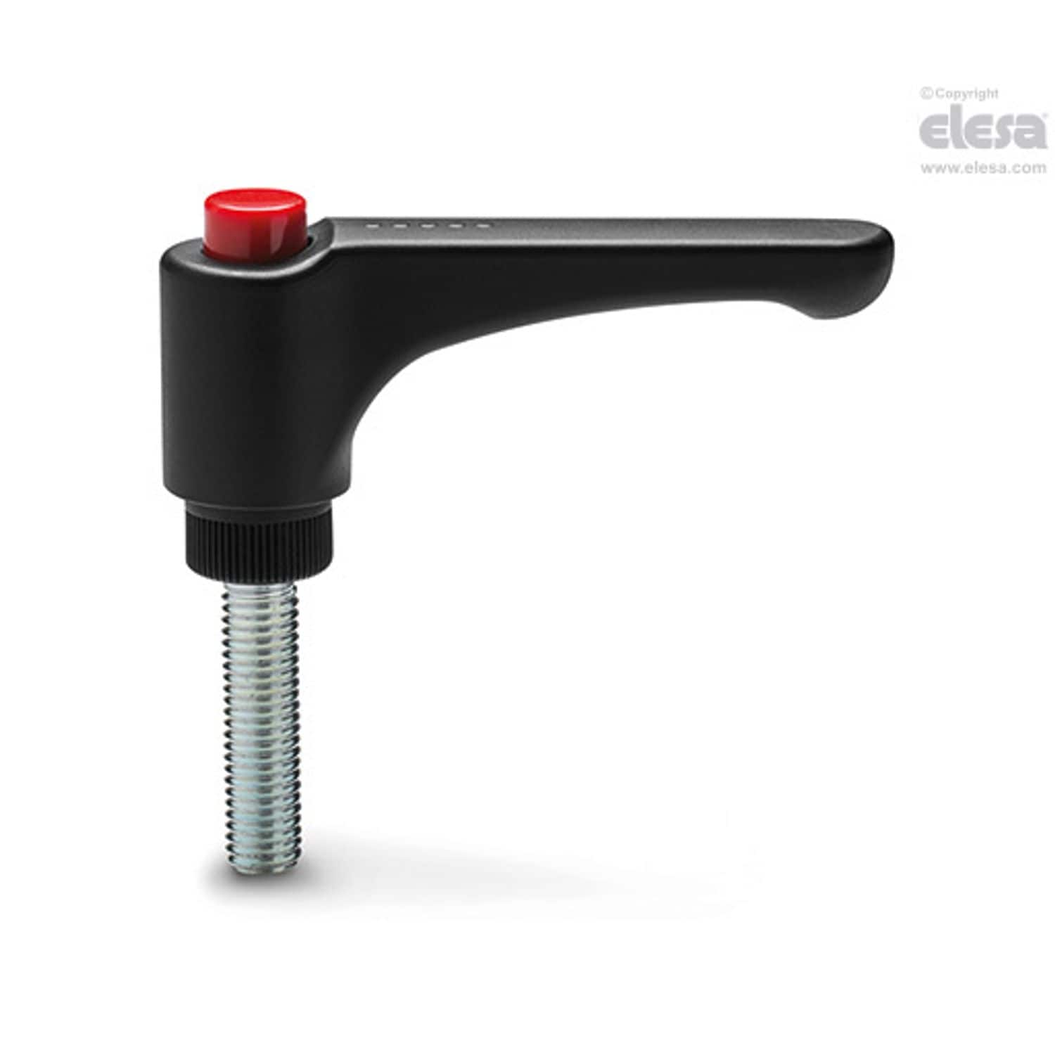 ELESA ERW Adjustable handles Flat lever technopolymer Zinc-plated steel threaded