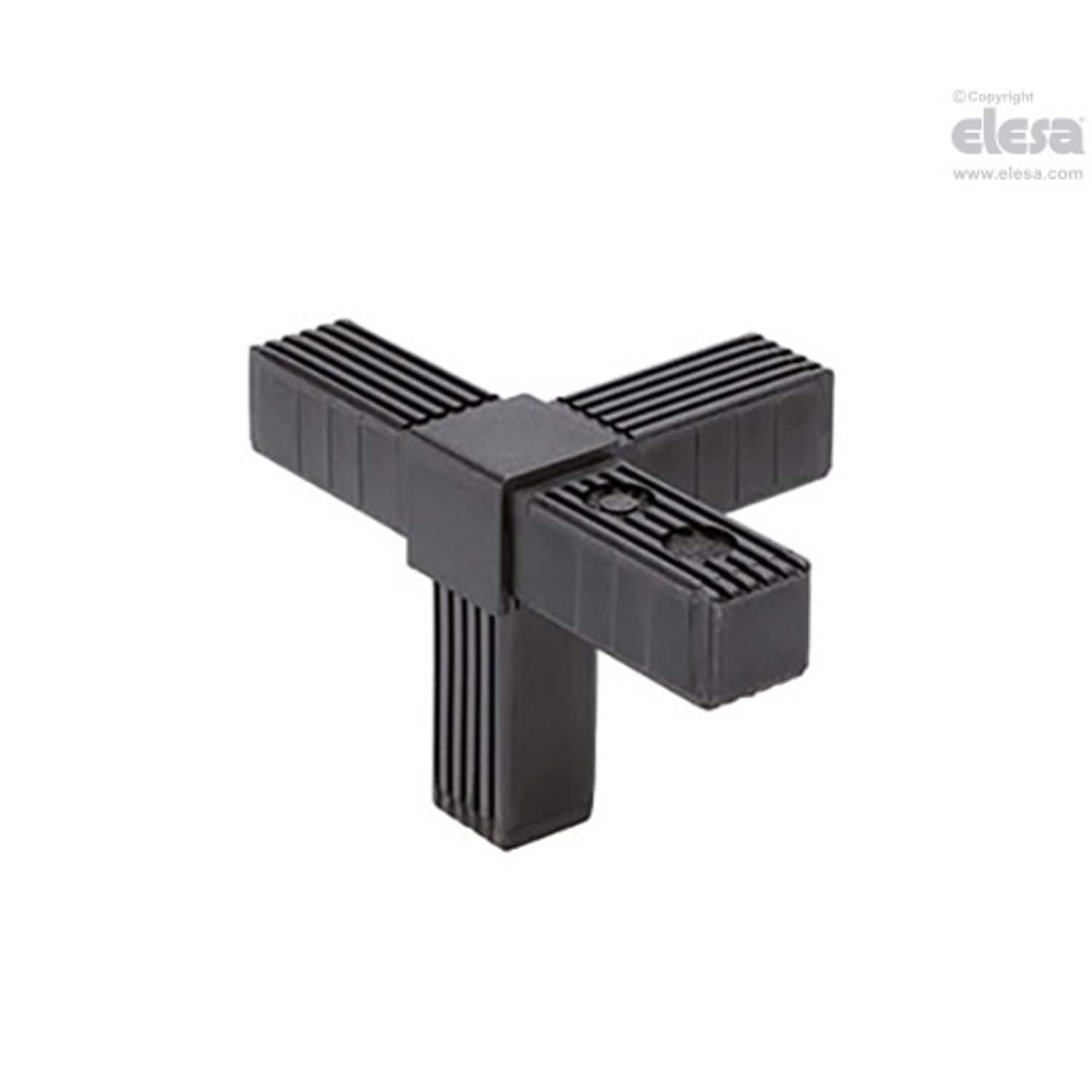 ELESA Square Tube Connector-STC.20-3A-4W-R-C33 Grey