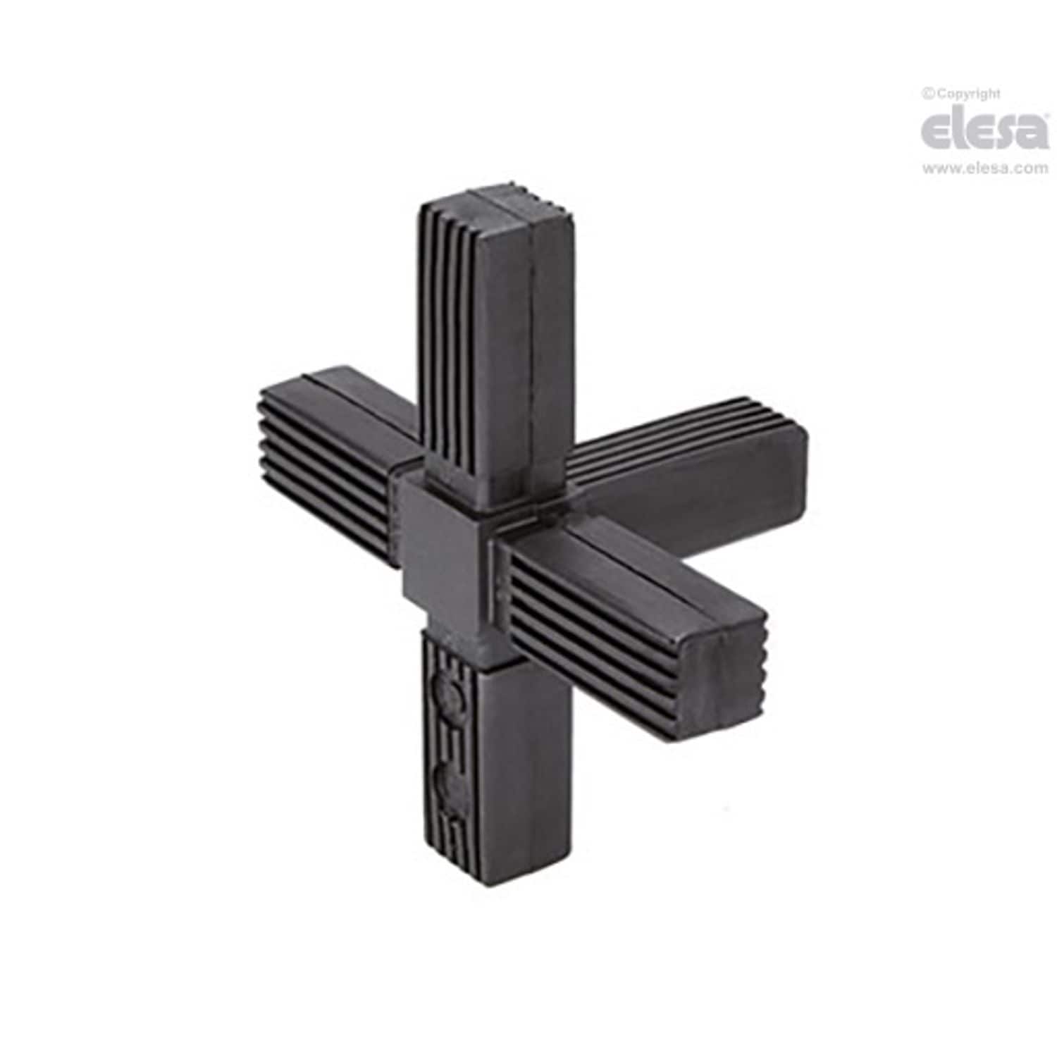 ELESA STC Square Tube Connectors Technopolymer Tridimensional Five-Way Connector