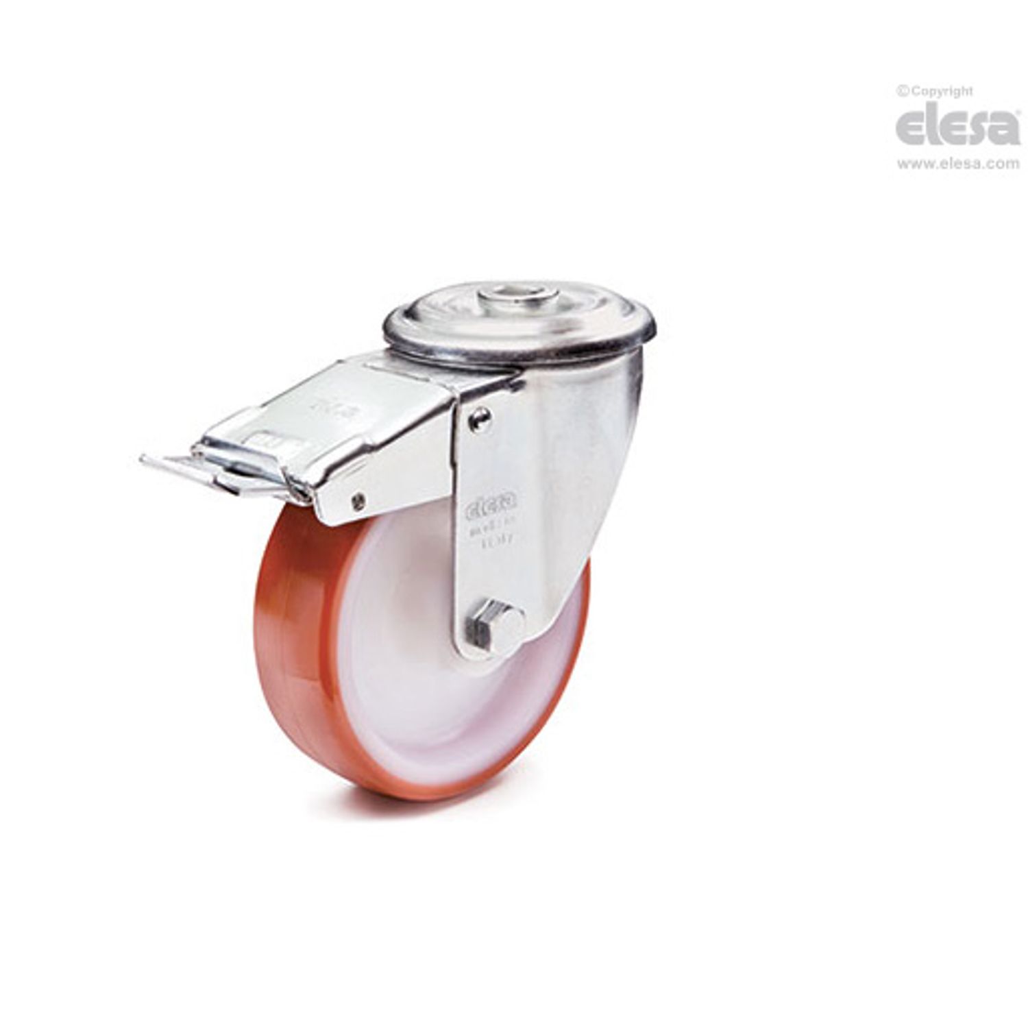 ELESA Reff-N Castors with Steel Bracket Injected Polyurethane Coating Turning Pl