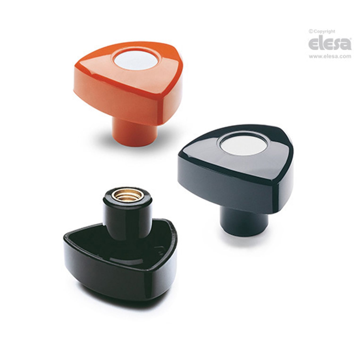 ELESA VTR Knobs Technopolymer Threaded pass-through hole with cap VTR.32-C2-B-M6