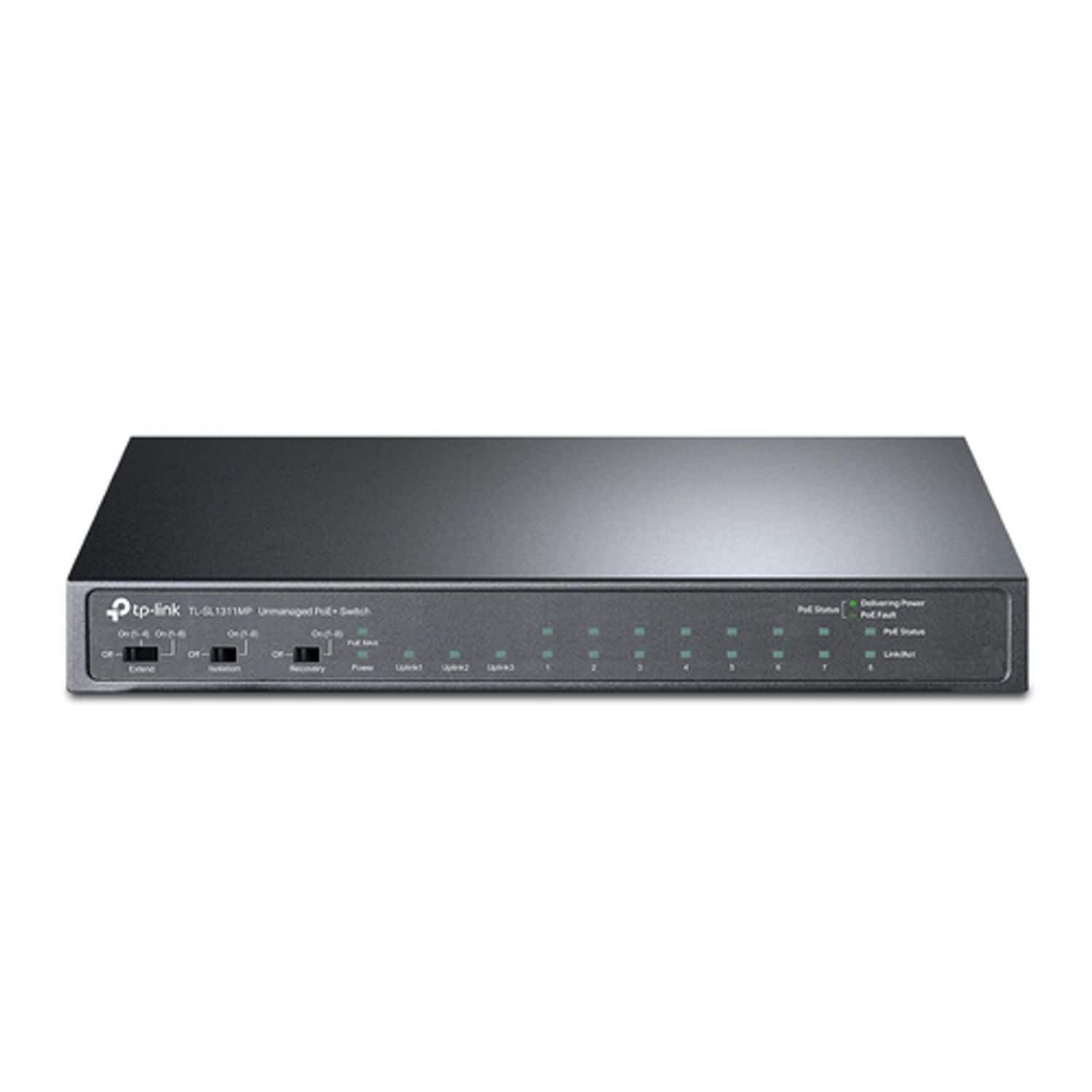TP-Link 8x 10/100 Mbps 802.3af/at PoE+ Ports, 2x Gigabit RJ45 Ports, 1x Gigabit