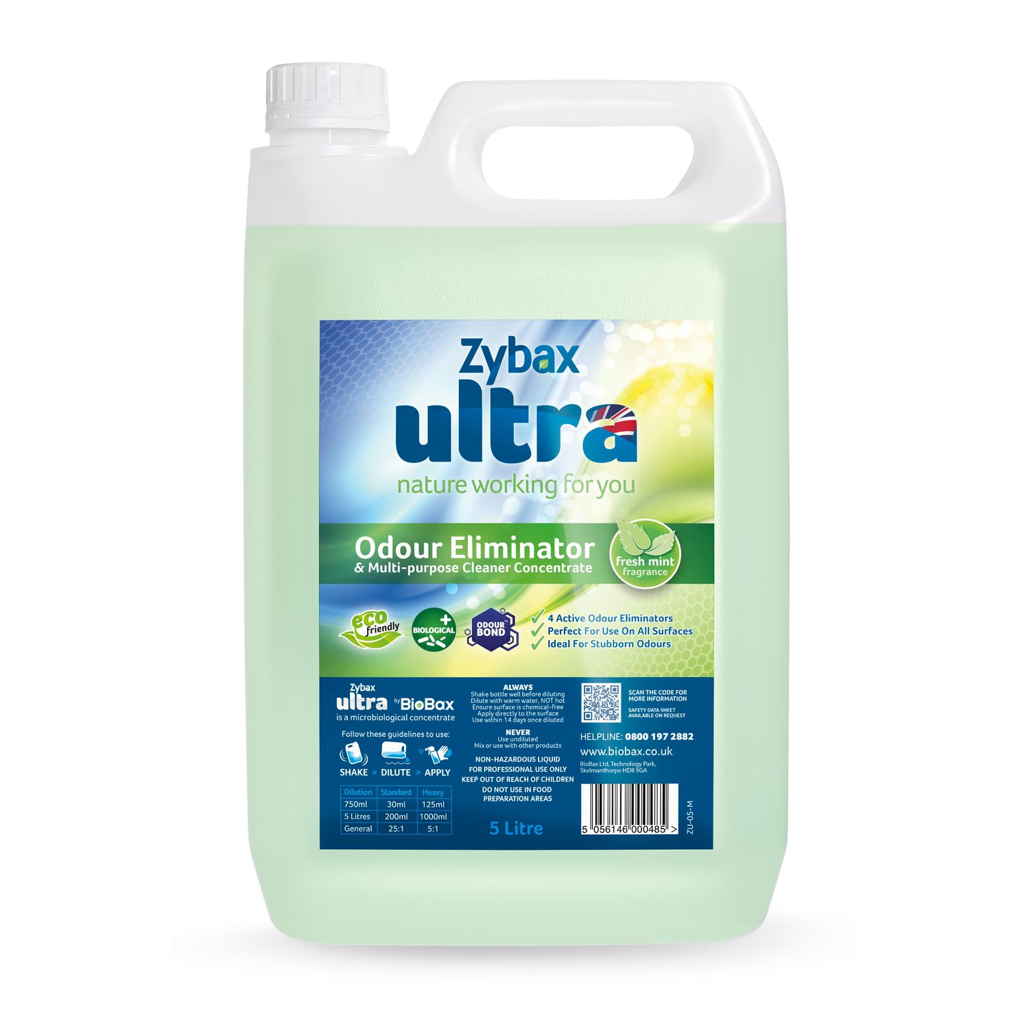 Zybax Ultra Biological Concentrate Odour Eliminator & Multi-Purpose Fresh Mint 5