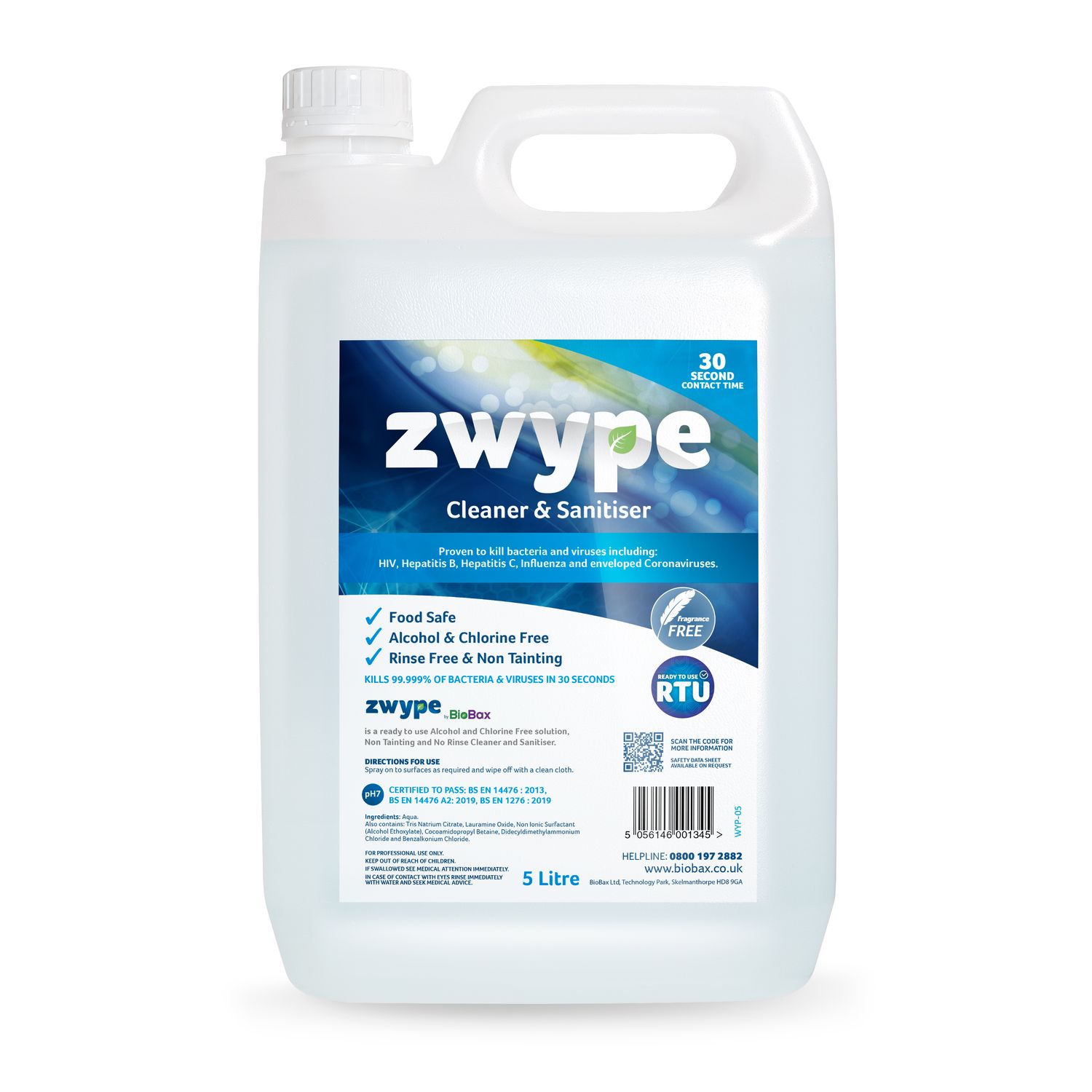 Zwype Cleaner & Sanitiser Ready to Use 5L- you get 2
