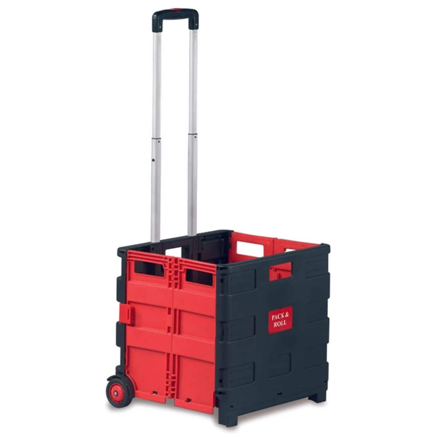Toptruck Foldable Box Trolley-Black/Red-Open H981 x W405 x D380mm, CAP.35kg