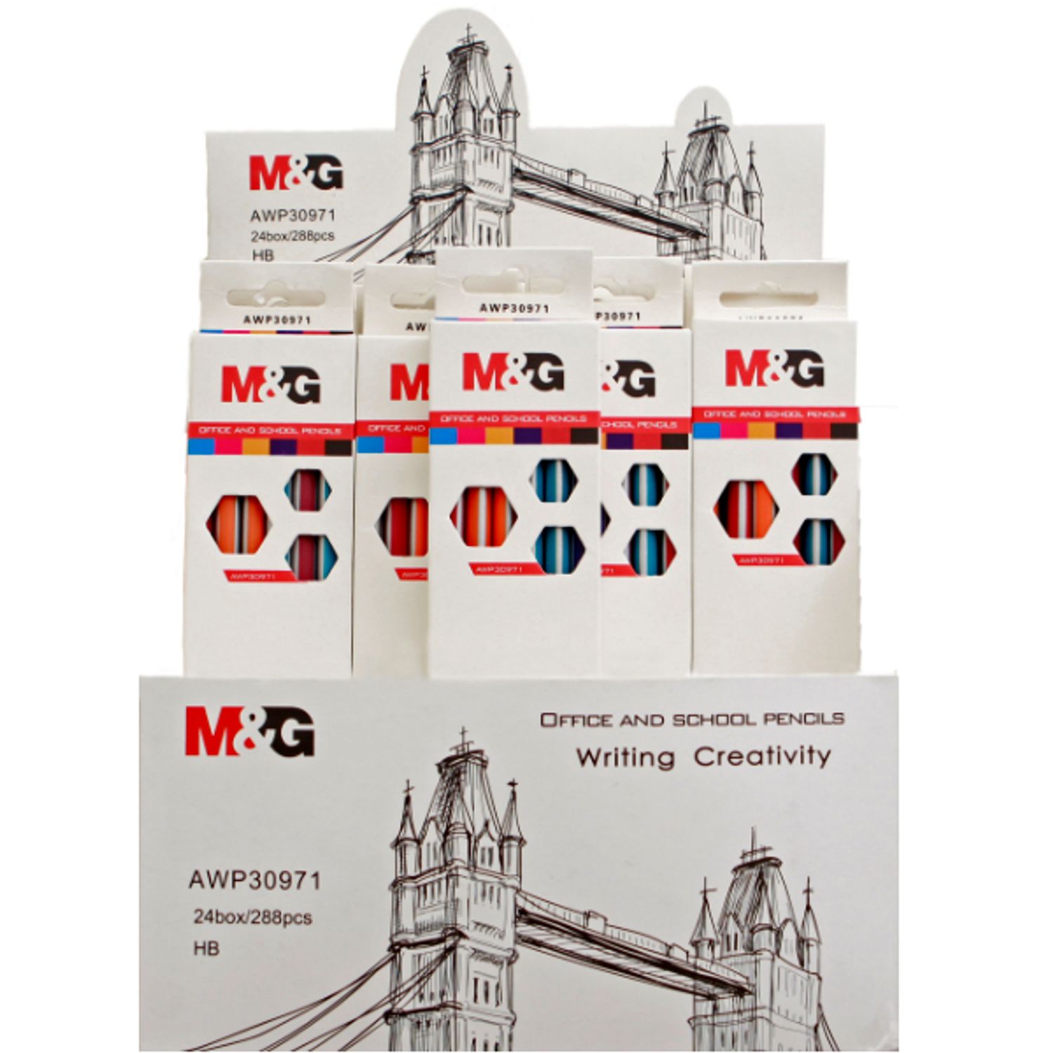 M&G Wood Pencil Triangle Body + Eraser, Outer of 24 Packs of 12 Pencils