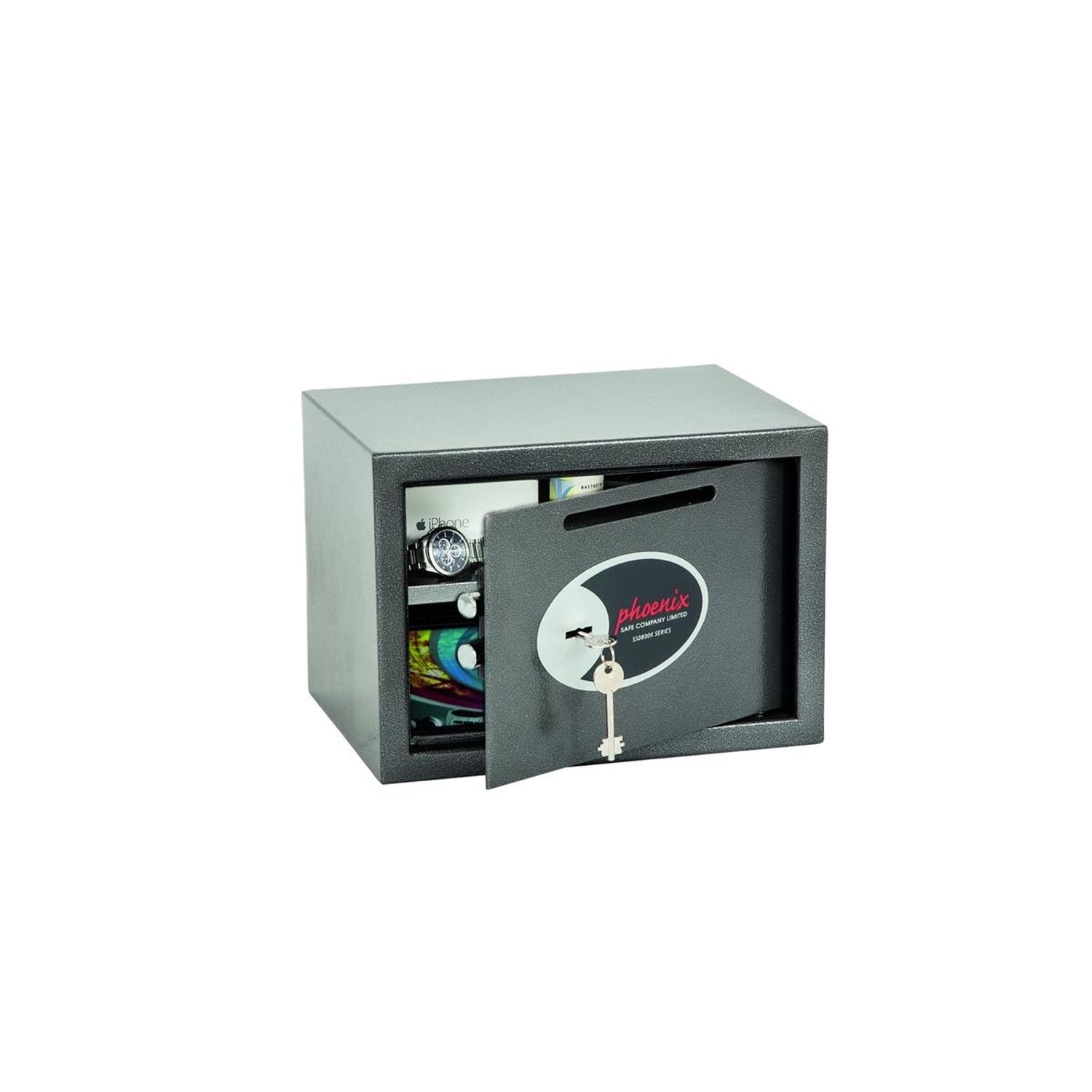Phoenix Phoenix Vela Deposit Home and Office Size 2 Safe Key Lock Graphite Grey
