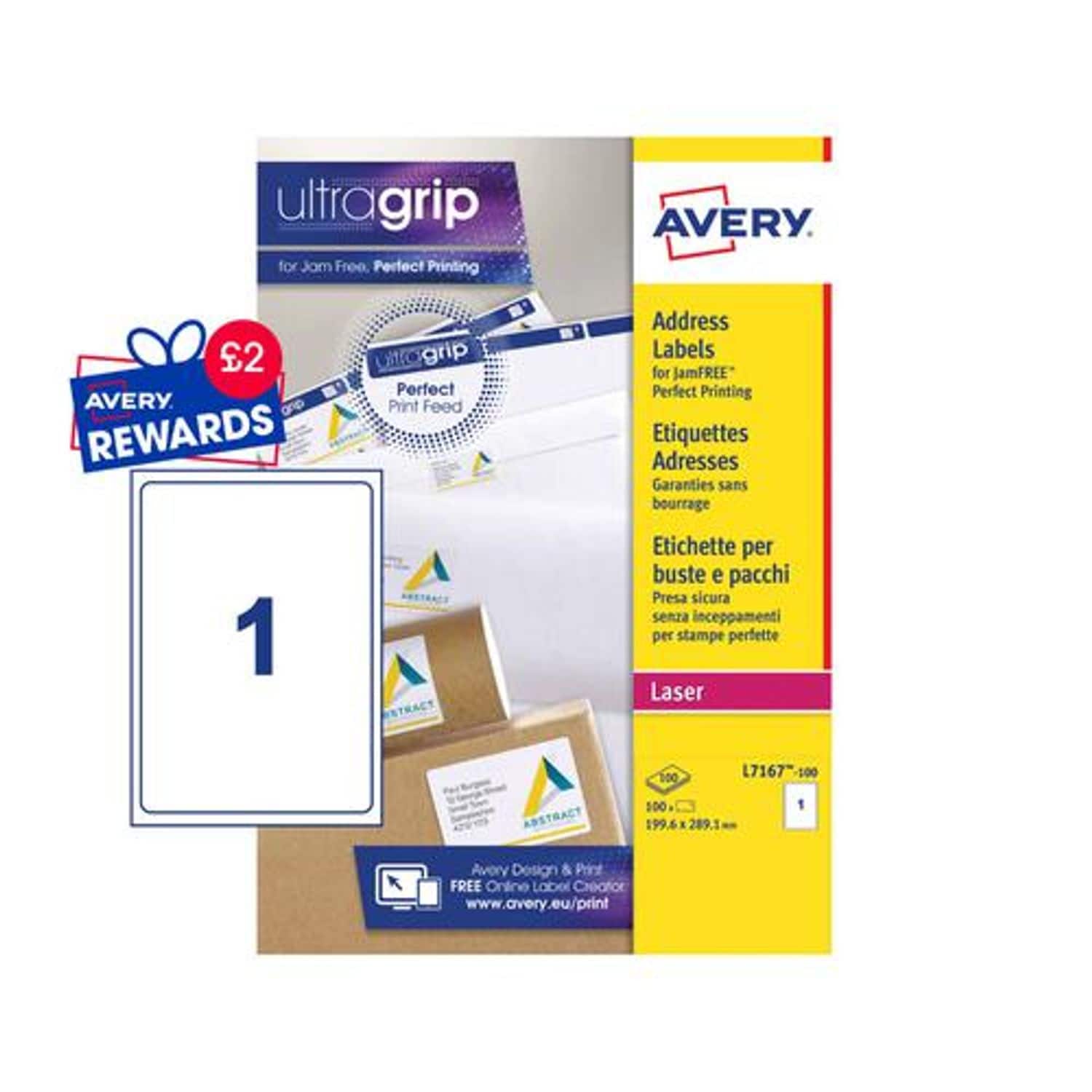 Avery Laser Parcel Label 199.6x289mm 1 Per A4 Sheet White (Pack 100 Labels) L716