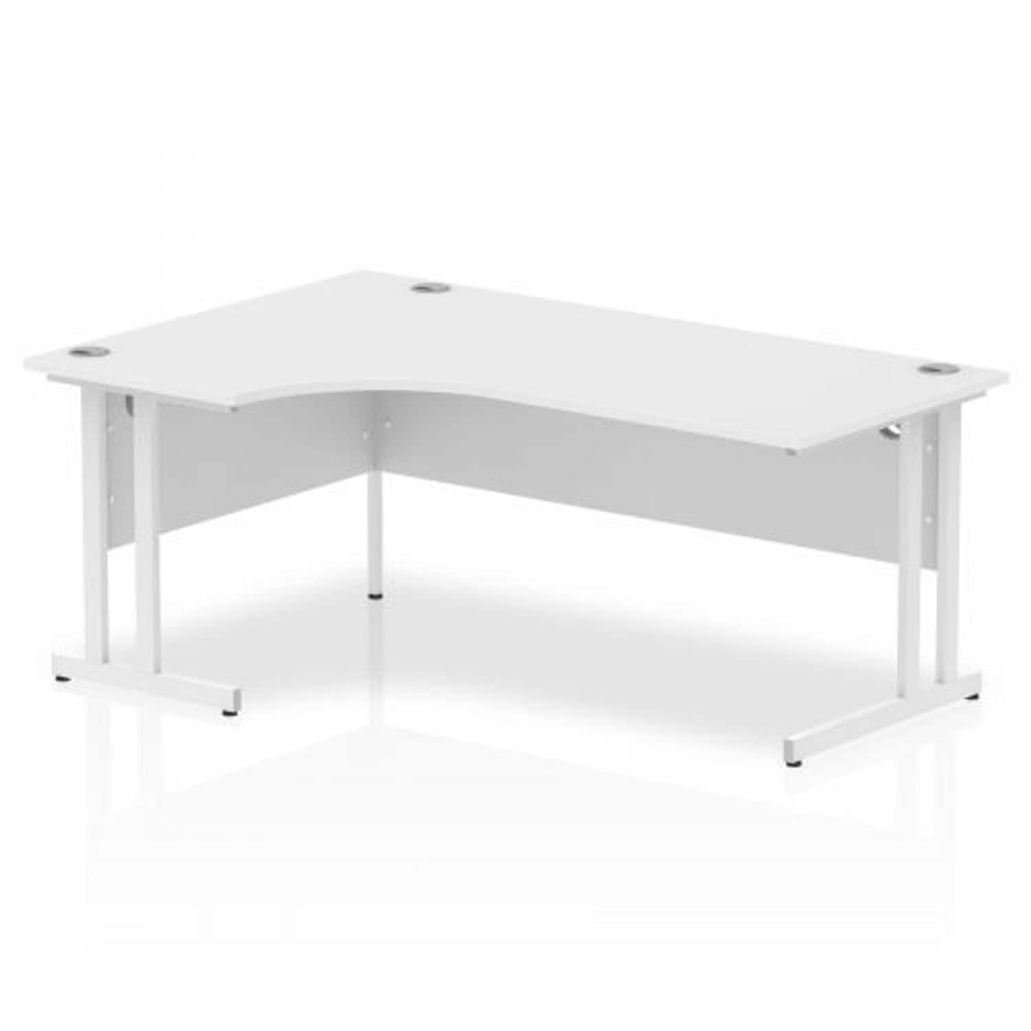 Impulse 1800mm Left Crescent Desk White Top White Cantilever Leg I002394