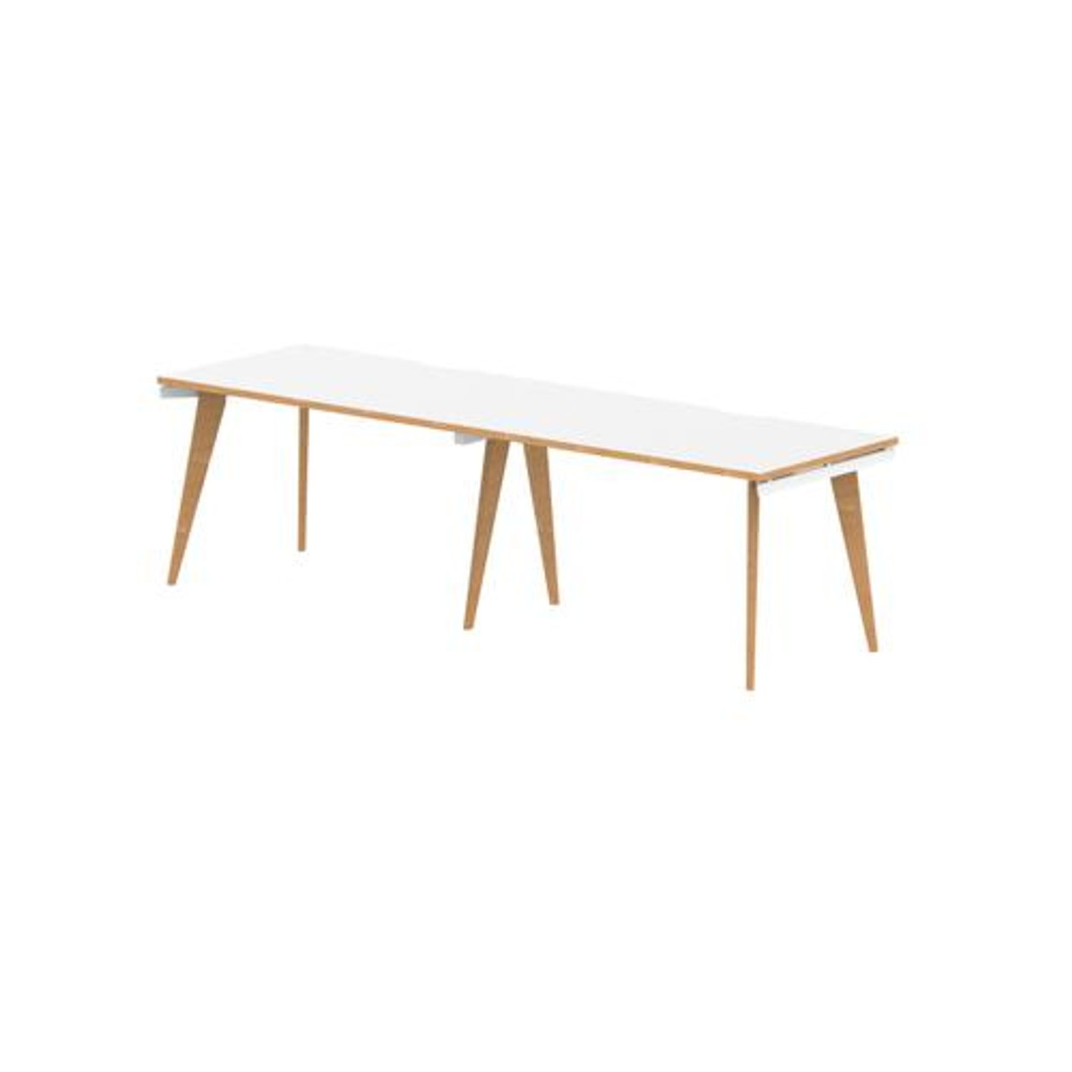 Oslo 1200mm Single Row 2 Person Desk White Top Natural Wood Edge White Frame OSL