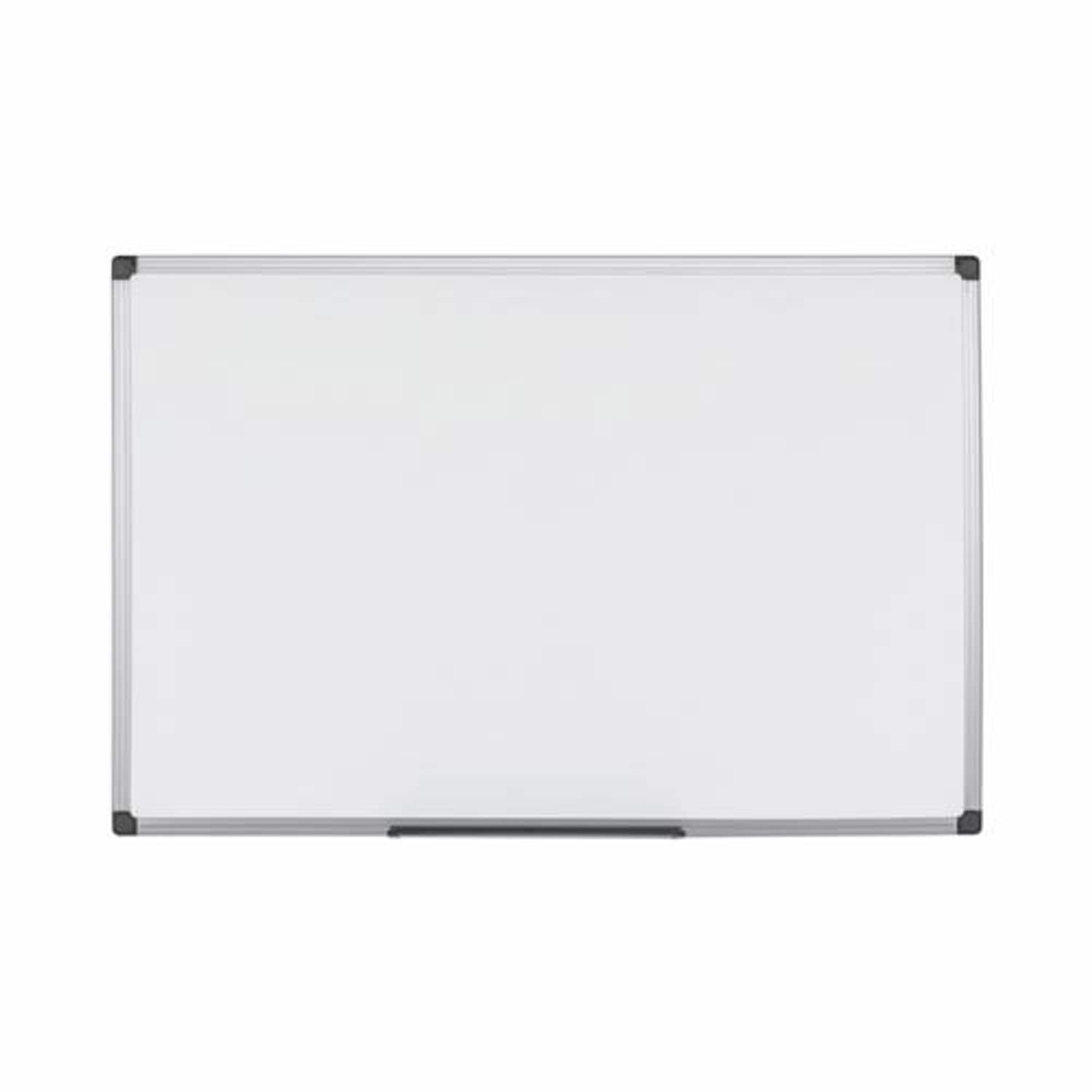 Bi-Office Maya Magnetic Melamine Whiteboard Grey Plastic Frame 600x450mm - Picture 1 of 1