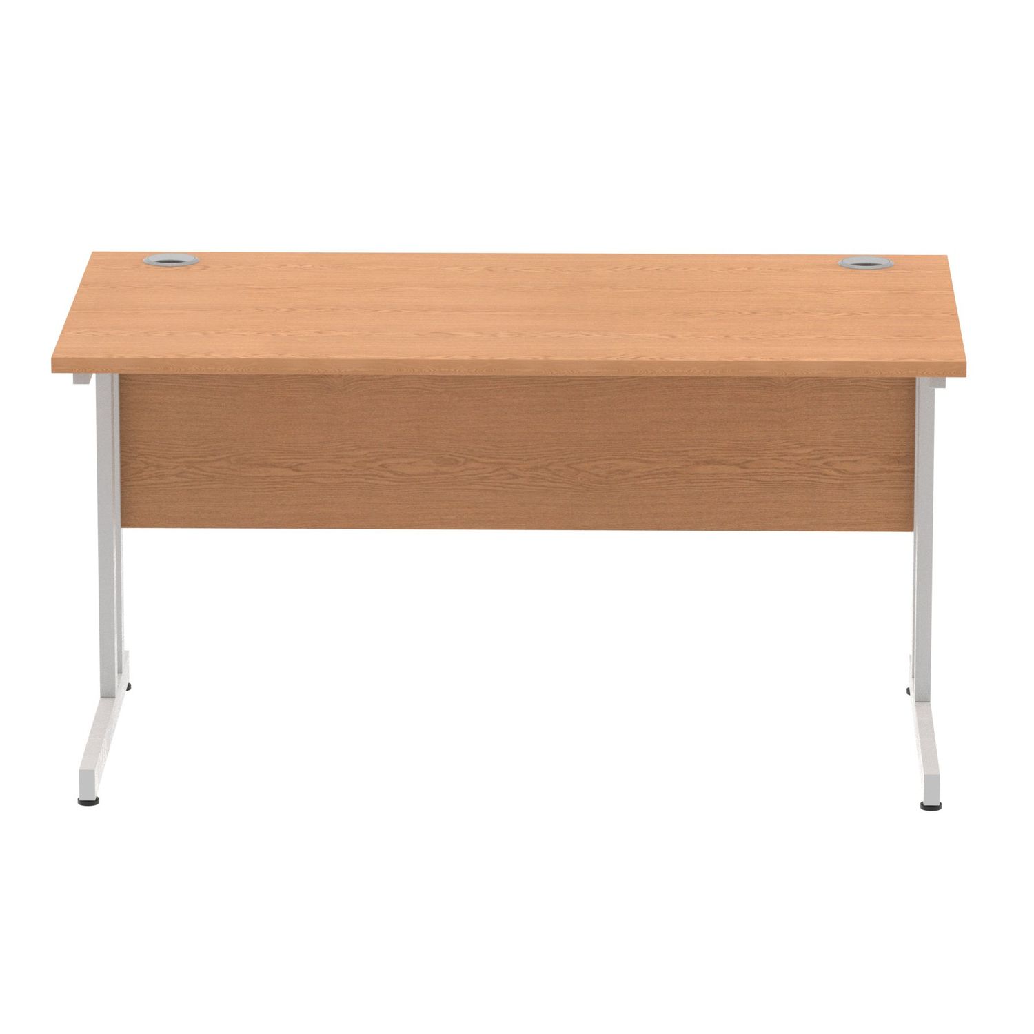 Impulse 1400 x 800mm Straight Desk Oak Top Silver Cantilever Leg I000807