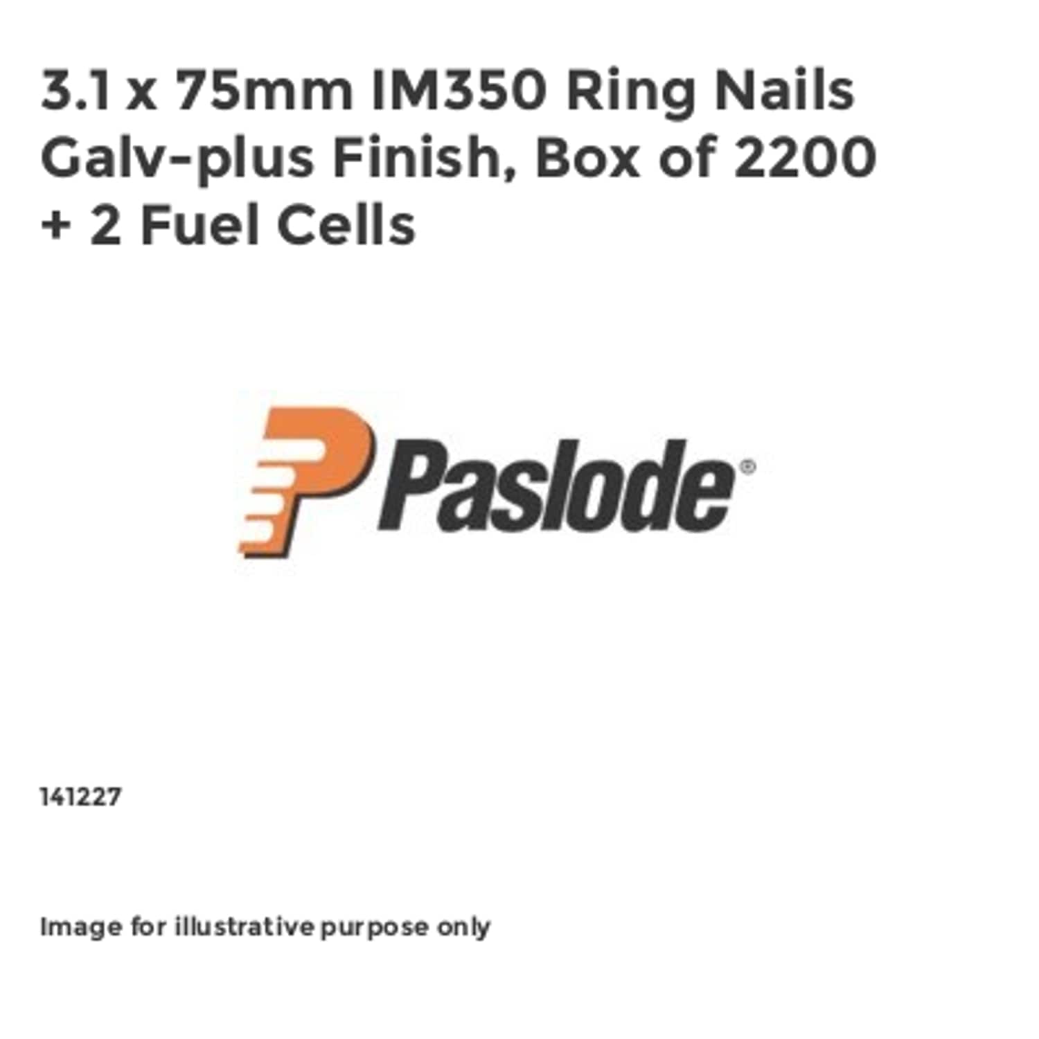 Paslode 3.1 x 75mm IM350 Ring Nails Galv-Plus Finish Box of 2200 + 2 Fuel Cells