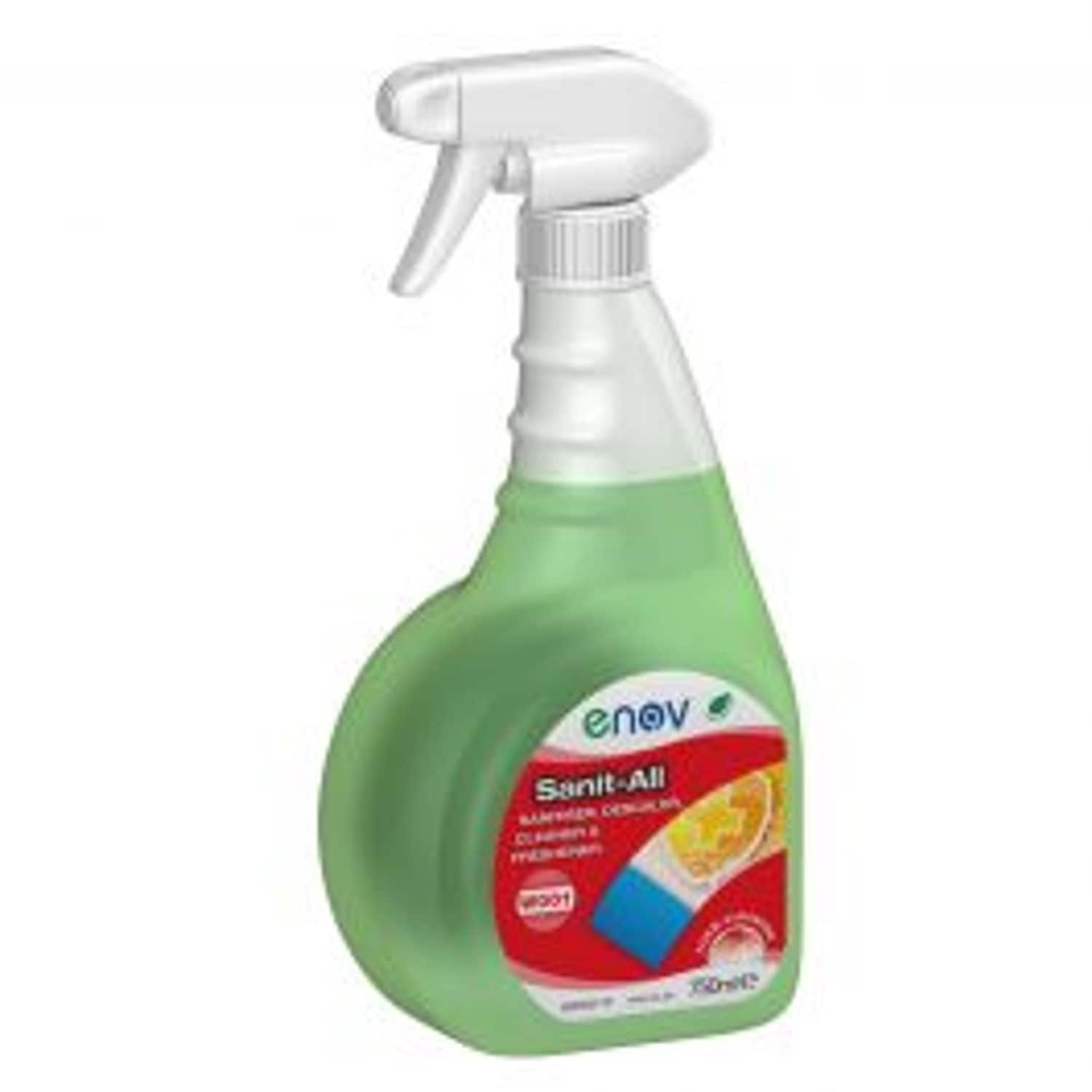 Enov W001 Sanit-all Sanitiser, Descaler, Cleaner & Freshener Spray 6 x 750ml