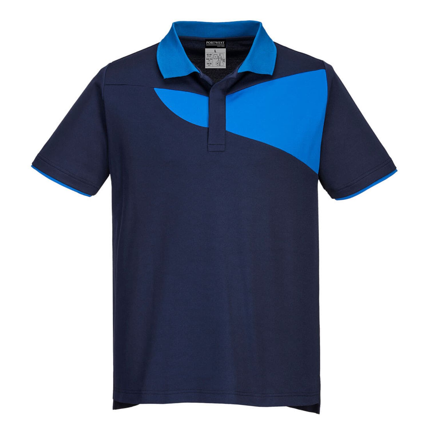 Portwest PW2 Cotton Comfort Polo Shirt Short Sleeve, Navy/Royal, XXXL, Regular