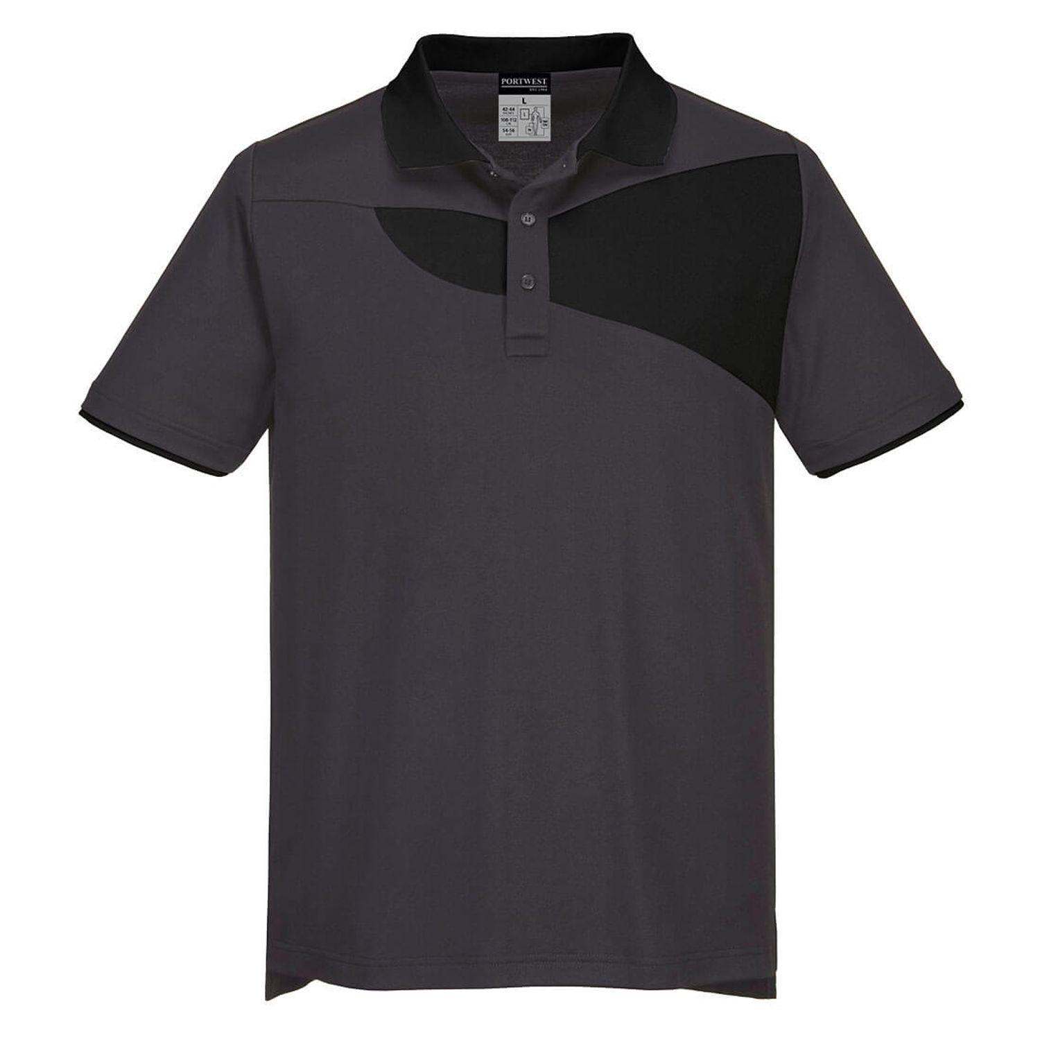Portwest PW2 Cotton Comfort Polo Shirt Short Sleeve, Zoom Grey/Black, Small, Reg