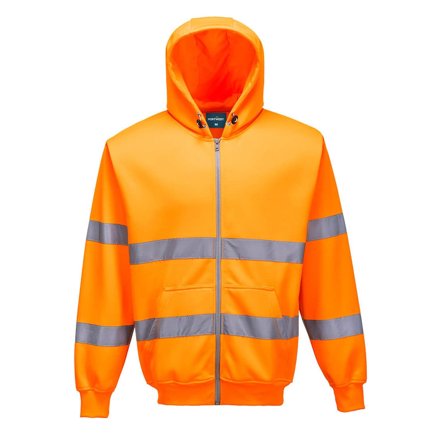 Portwest Hi-Vis Zipped Hoodie, Orange, 4XL, Regular