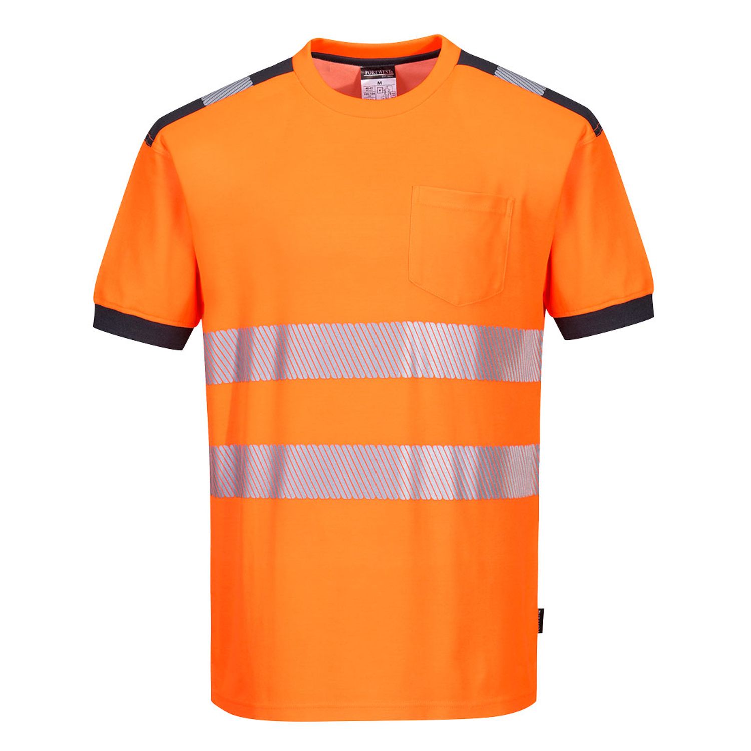 Portwest PW3 Hi-Vis Cotton Comfort T-Shirt Short Sleeve, Orange/Grey, XXXL, Y