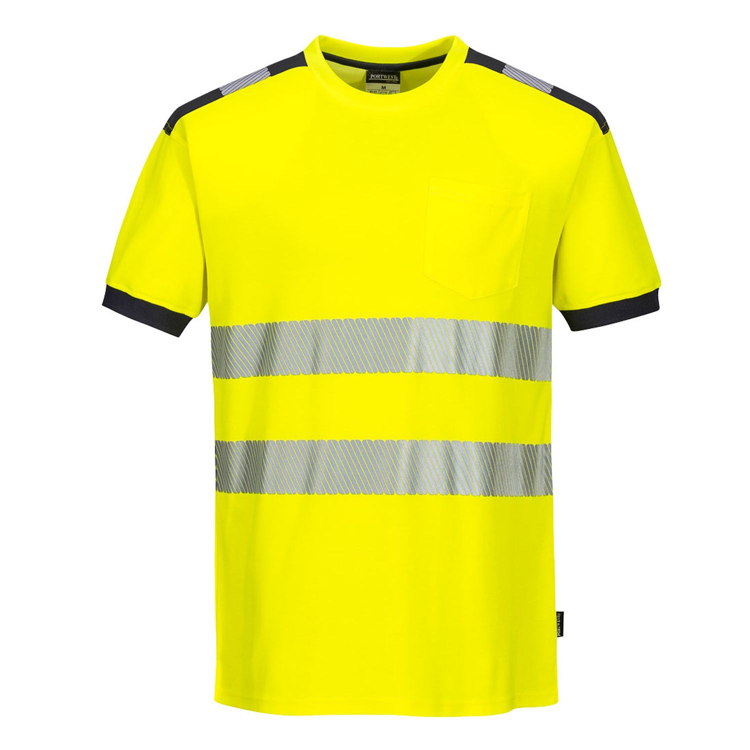 Portwest PW3 Hi-Vis Cotton Comfort T-Shirt Short Sleeve, Yellow/Grey, XXXL, Y