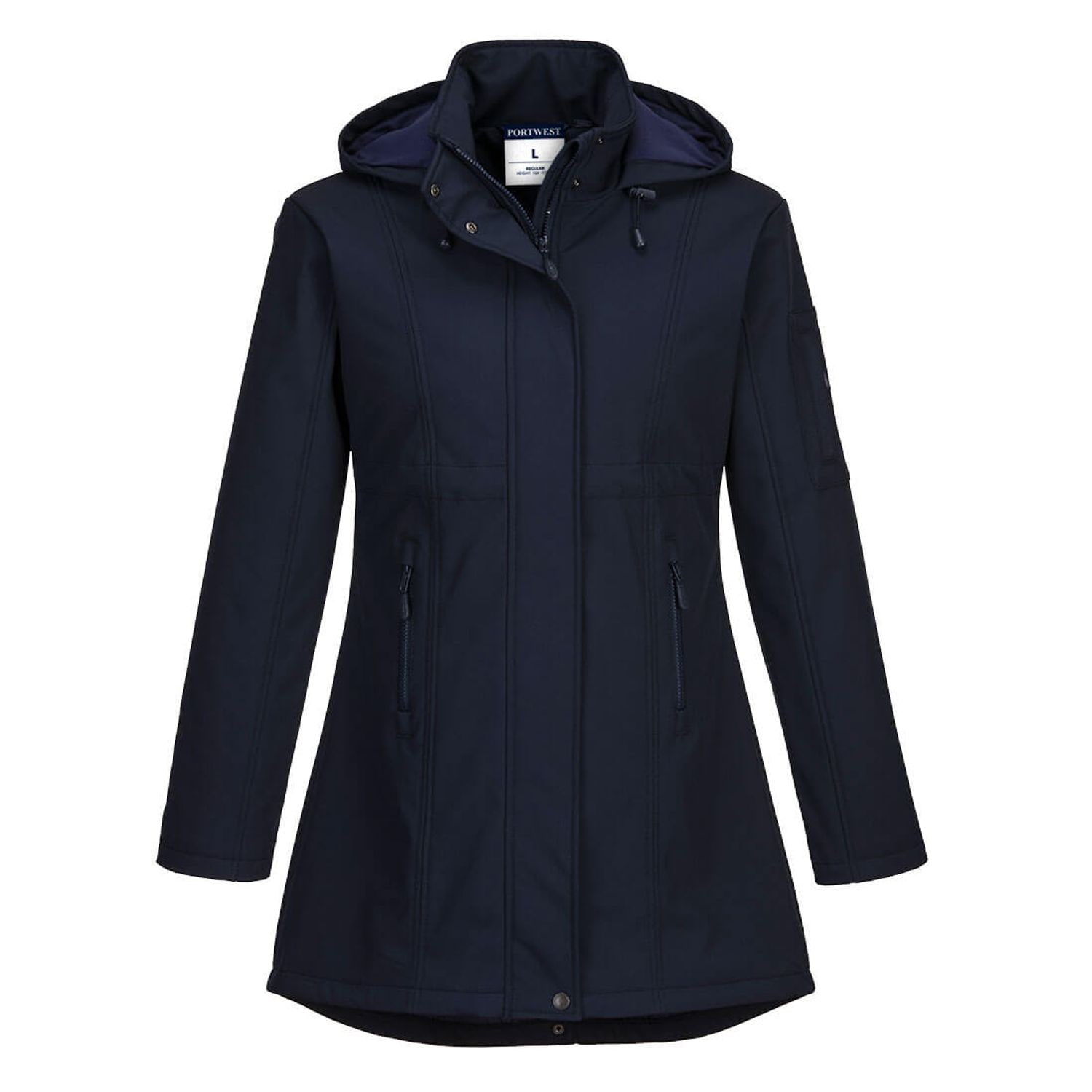 Portwest Carla Women's Hooded Softshell Jacket (3L), Navy, Large, Regular