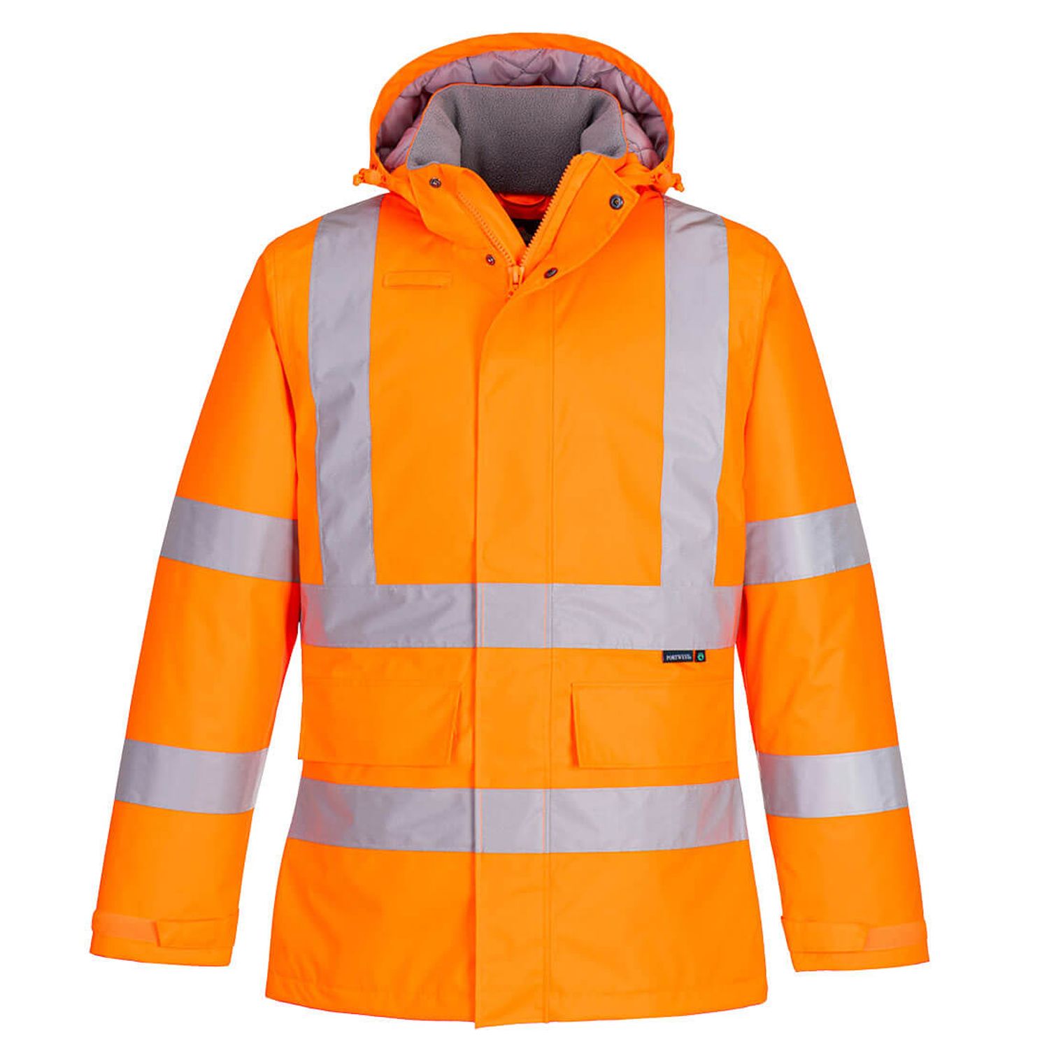 Portwest Eco Hi-Vis Winter Jacket, Orange, Small, Regular
