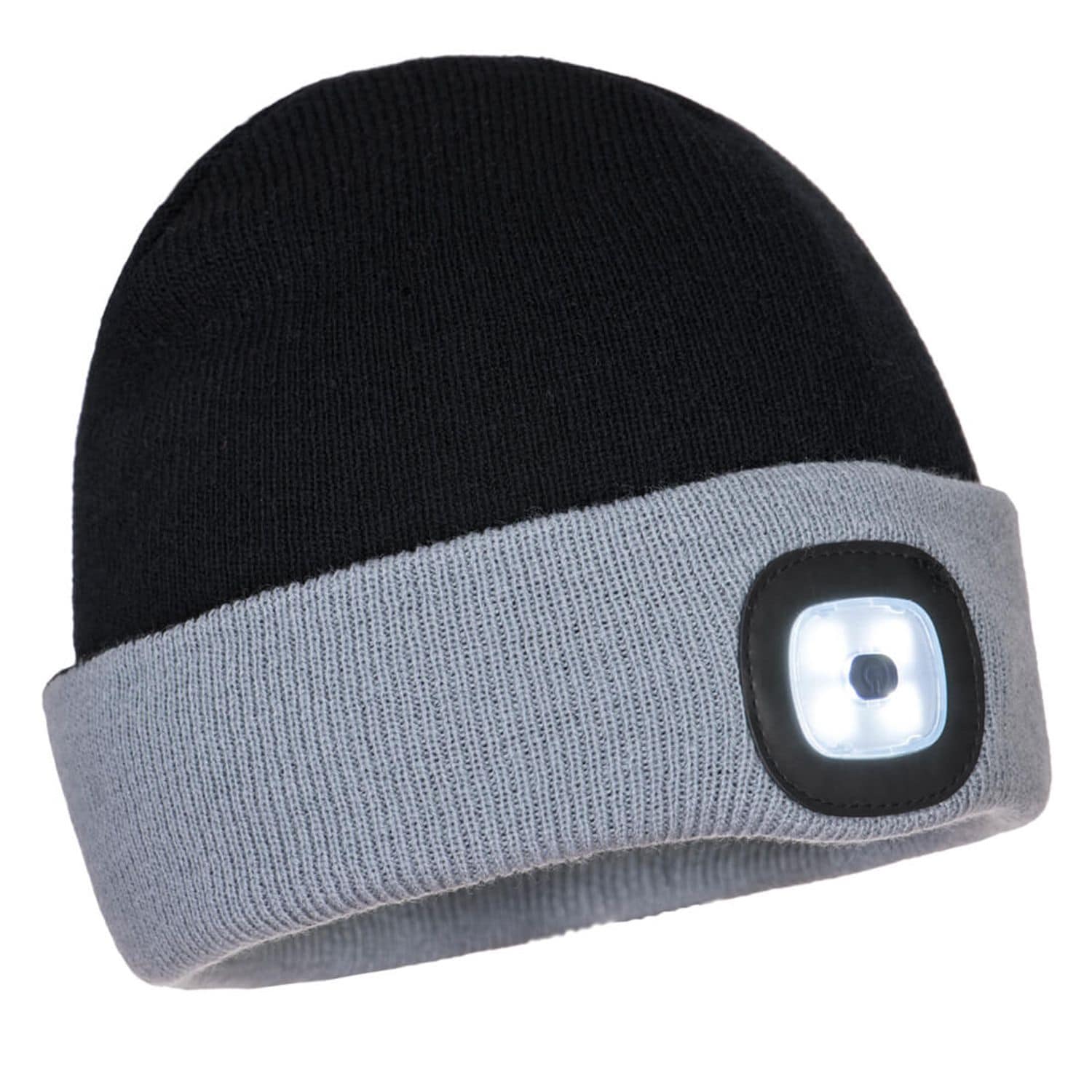 Portwest Two Tone LED Rechargeable Beanie, Black/Grey, G