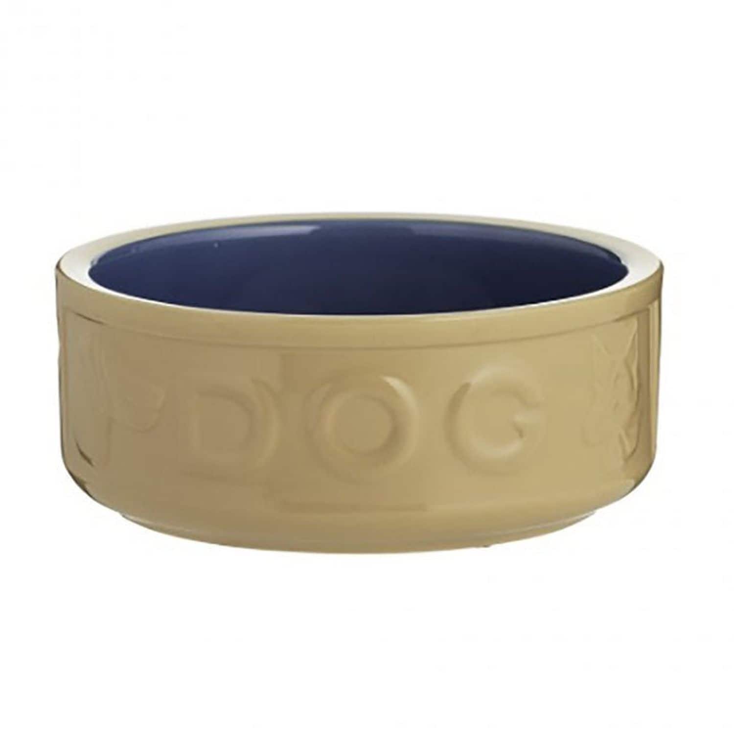 Mason Cash Cane & Blue Lettered Dog Bowl 13cm