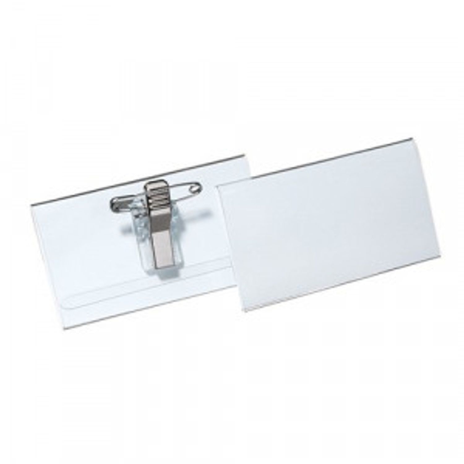 Durable Combi Clip & Pin Name Badge ID Holder + Inserts, 50 Pack, 40x76mm