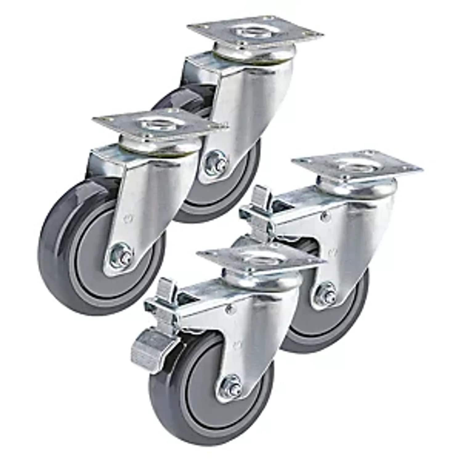 PROROLL Thermoplastic Rubber Tyre 2 Swivel & 2 with Wheel Stops 100x32mm