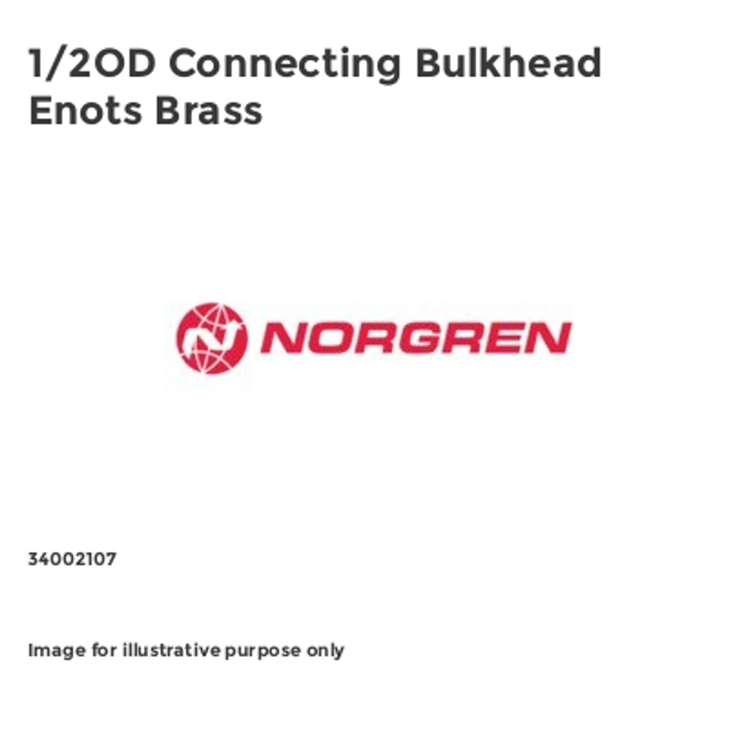 Norgren 1/2OD Connecting Bulkhead Enots Brass 34002107