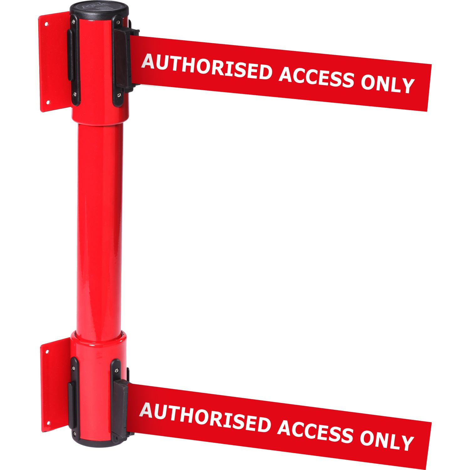GPC Red Obex Wall Mounted Twin Belt Barrier - "Authorised Access Only"- Red Mess