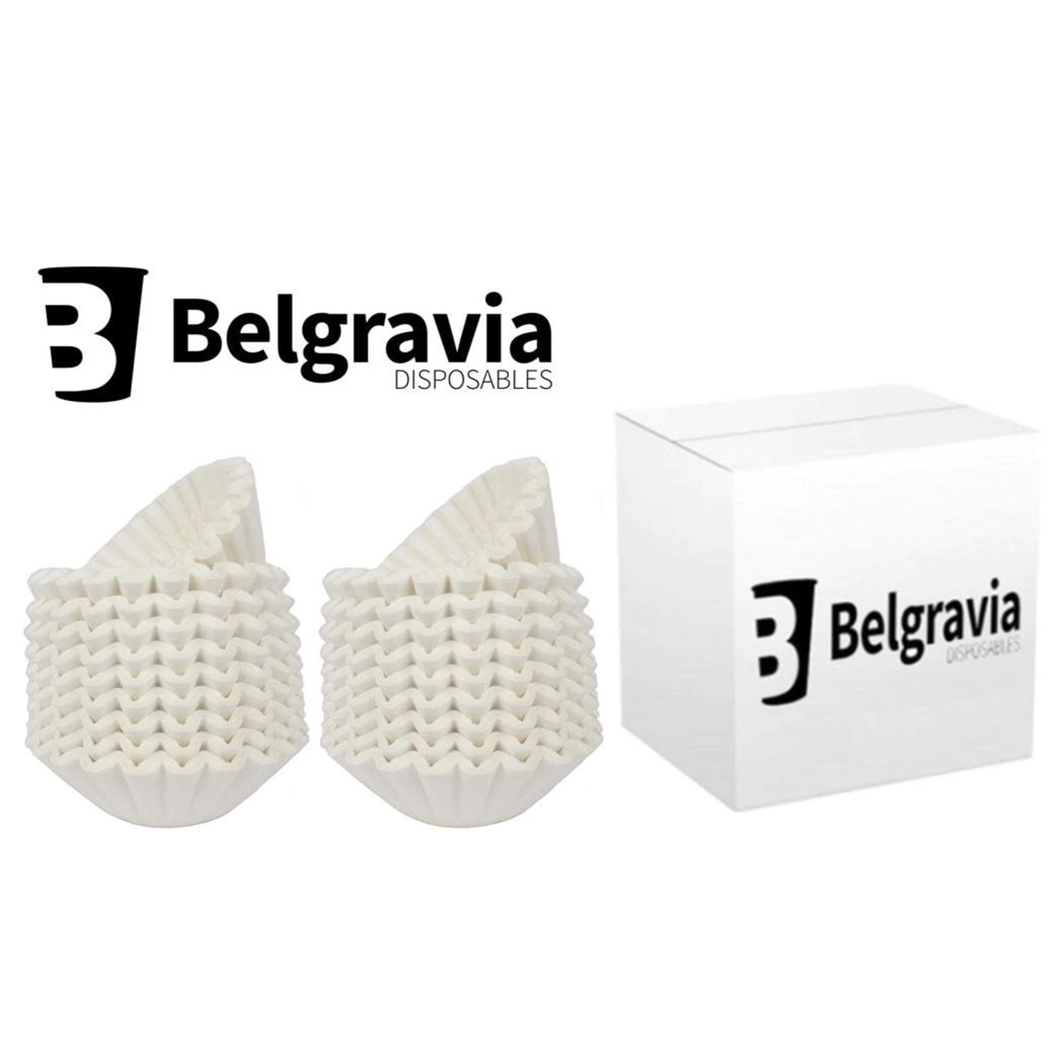 BELGRAVIA DISPOSABLES White 3 Pint Fluted Filter Papers 500's (Pack of 12)