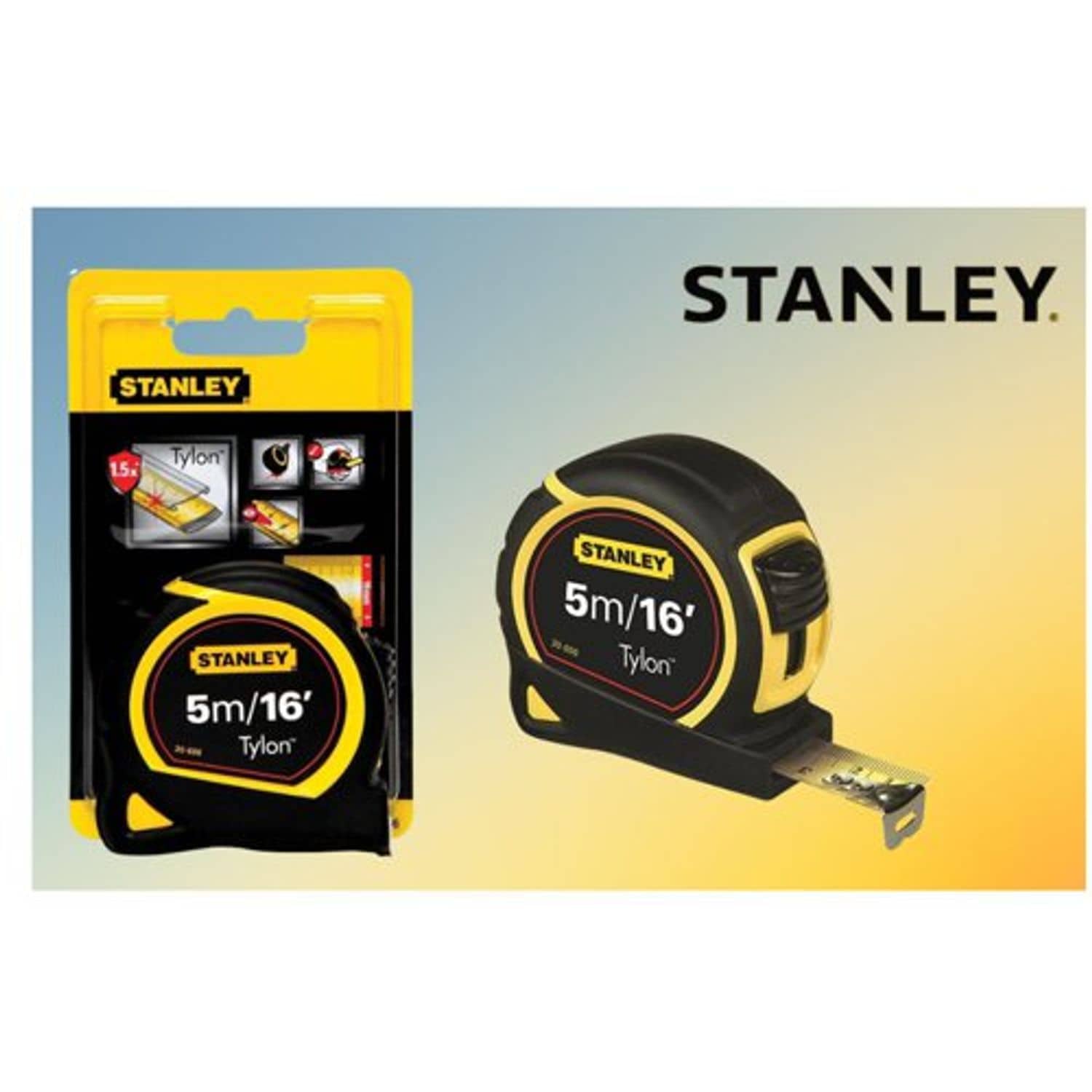 Stanley Retractable Tape Measure with Belt Clip 5 Metre 0-30-696 (Pack of 6)