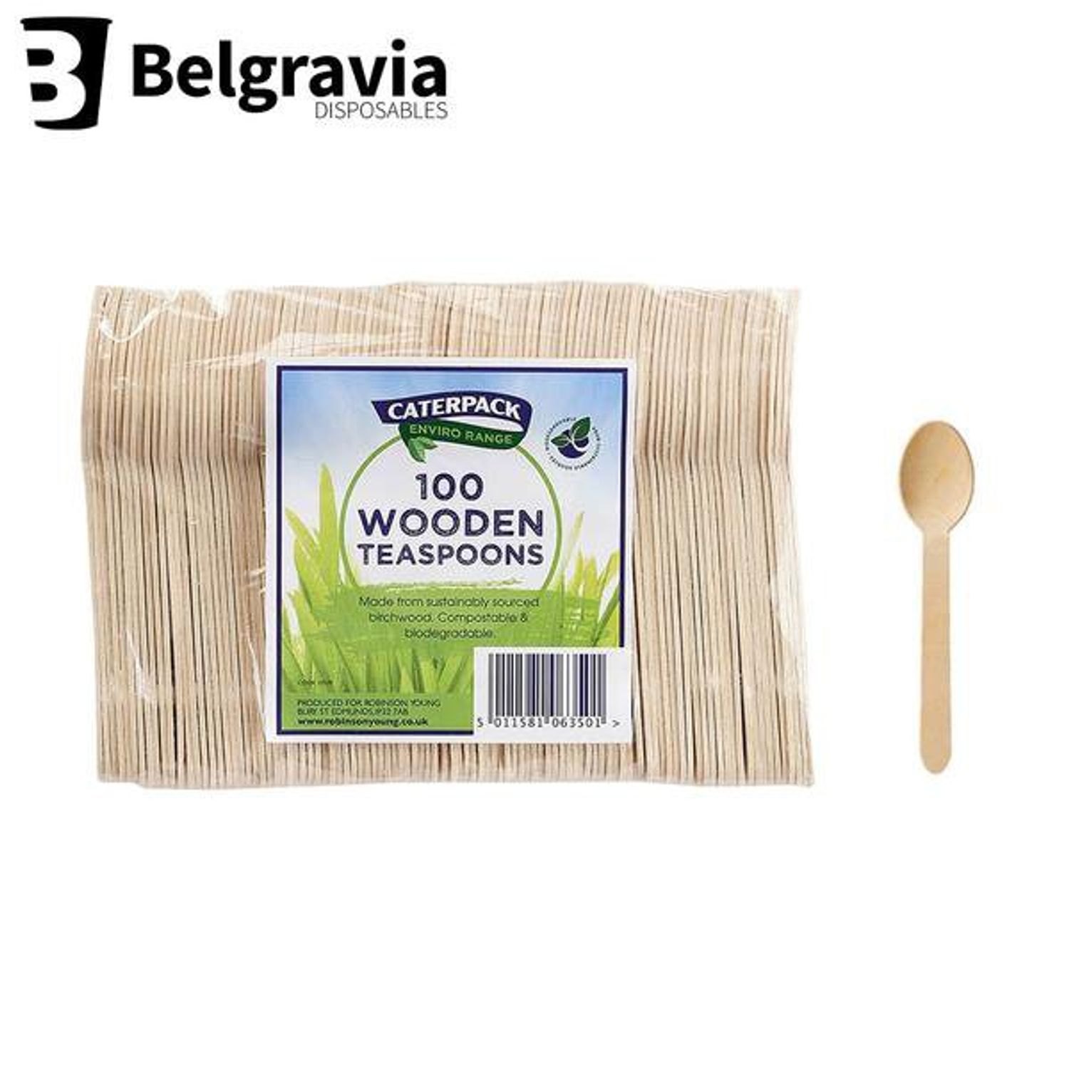 BELGRAVIA DISPOSABLES Wooden Tea Spoons (Pack of 100) (Pack of 10)
